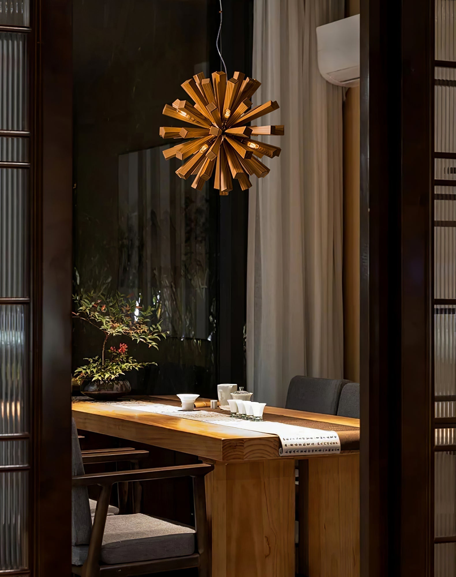Nova Premium Nordic Art Burst Wood Metal Chandelier - Letslighting