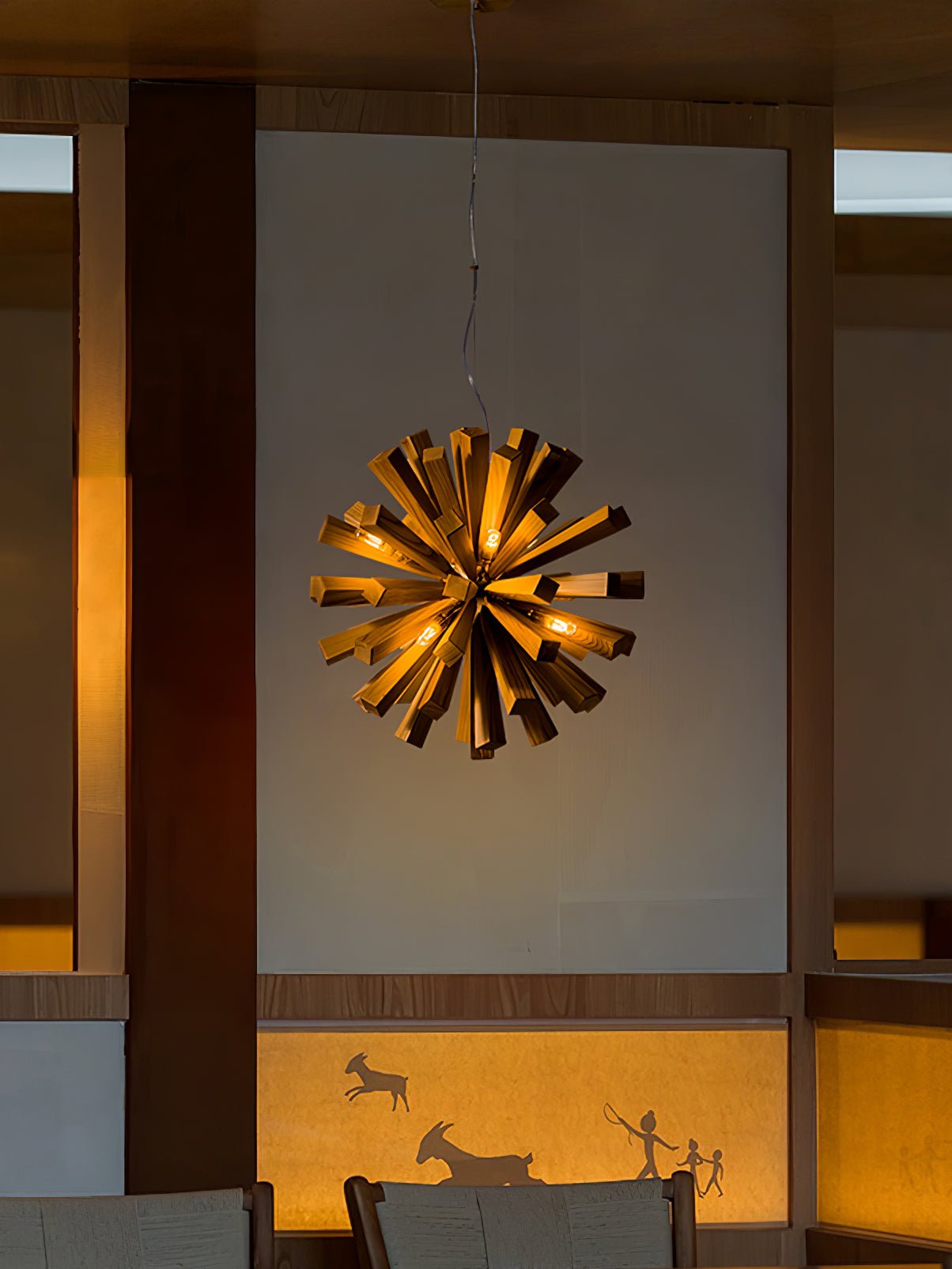 Nova Premium Nordic Art Burst Wood Metal Chandelier - Letslighting