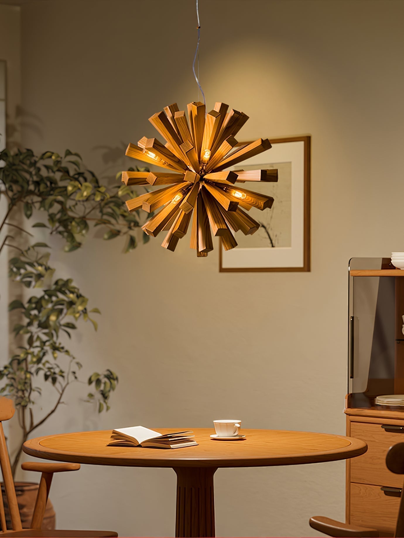 Nova Premium Nordic Art Burst Wood Metal Chandelier - Letslighting