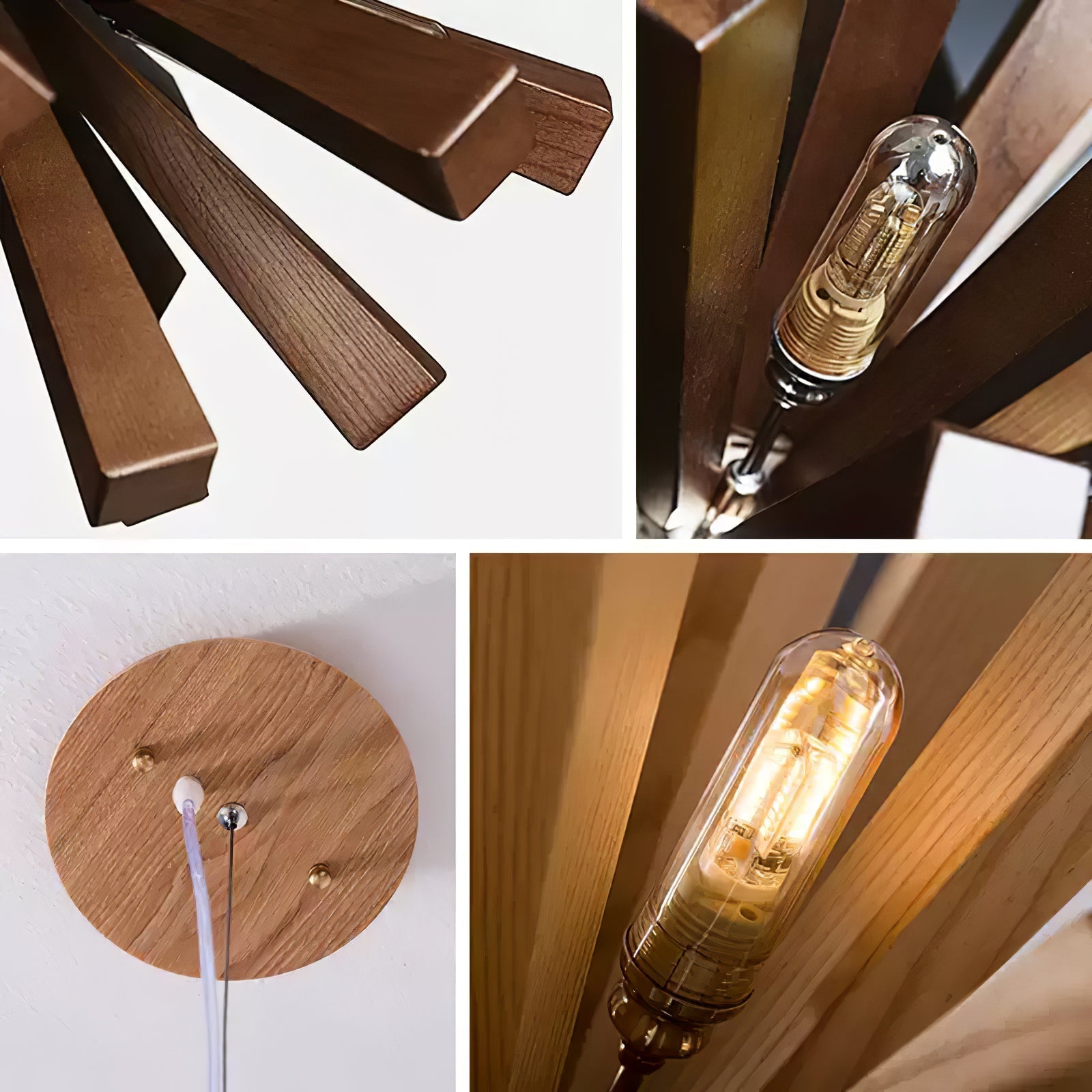 Nova Premium Nordic Art Burst Wood Metal Chandelier - Letslighting
