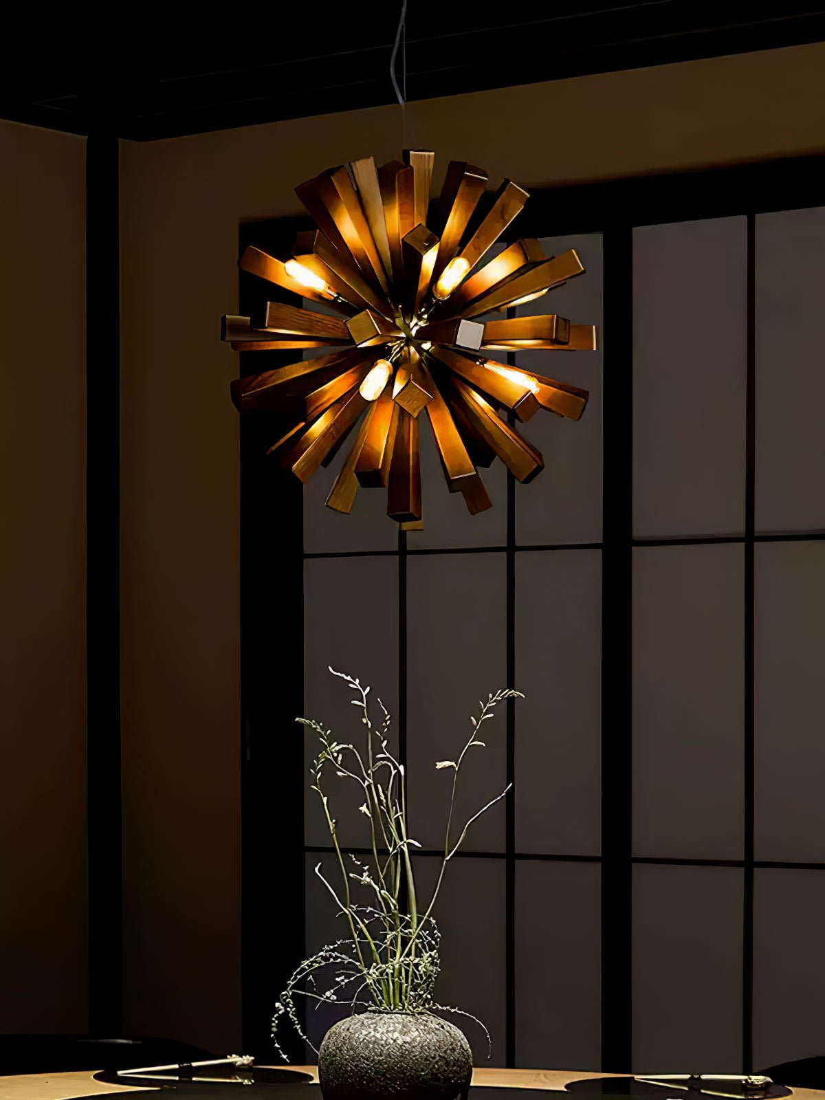 Nova Premium Nordic Art Burst Wood Metal Chandelier - Letslighting