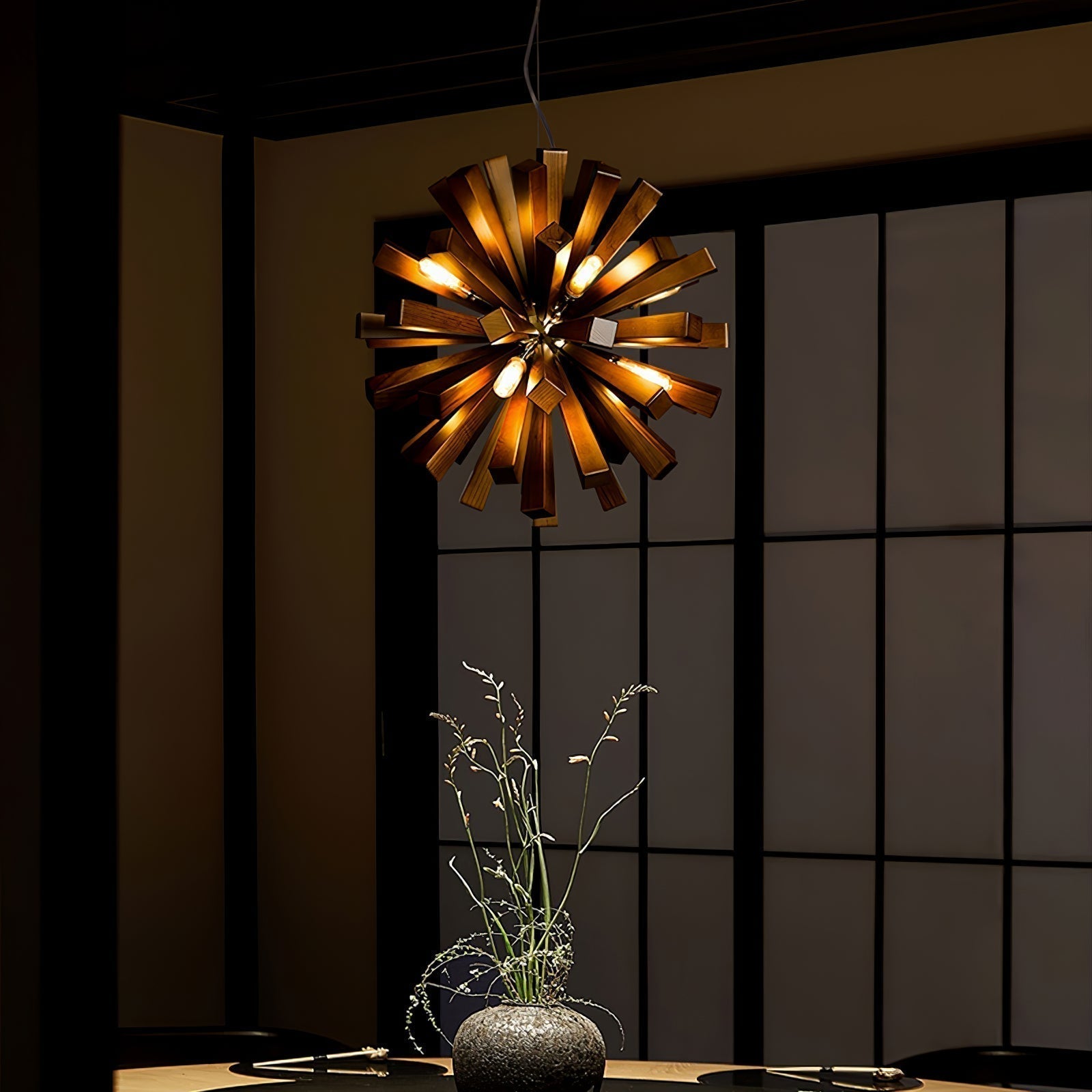 Nova Premium Nordic Art Burst Wood Metal Chandelier - Letslighting