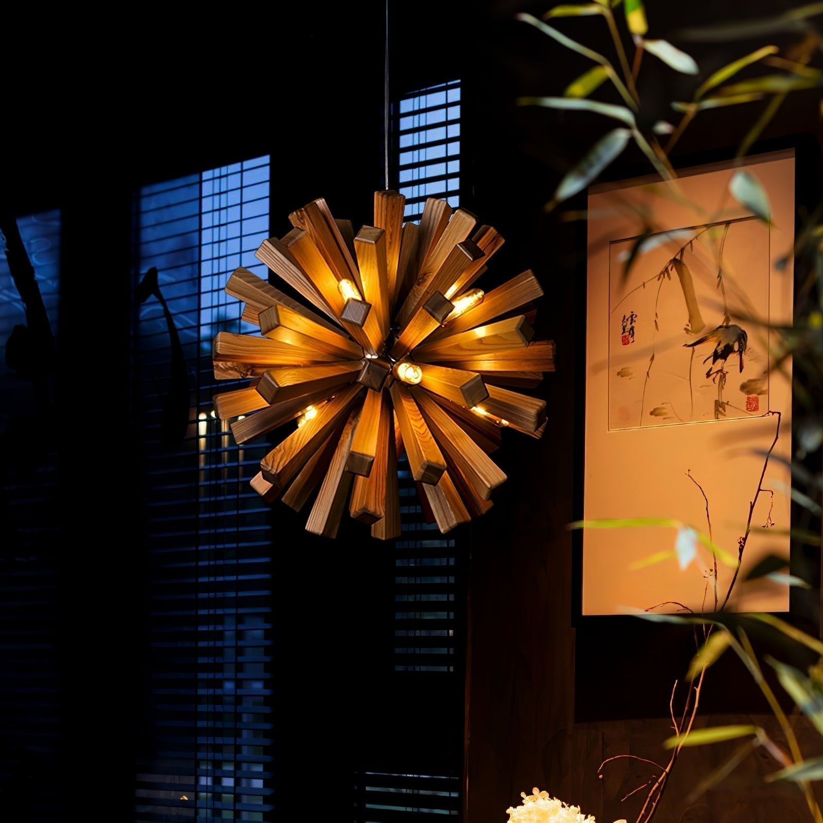 Nova Premium Nordic Art Burst Wood Metal Chandelier - Letslighting