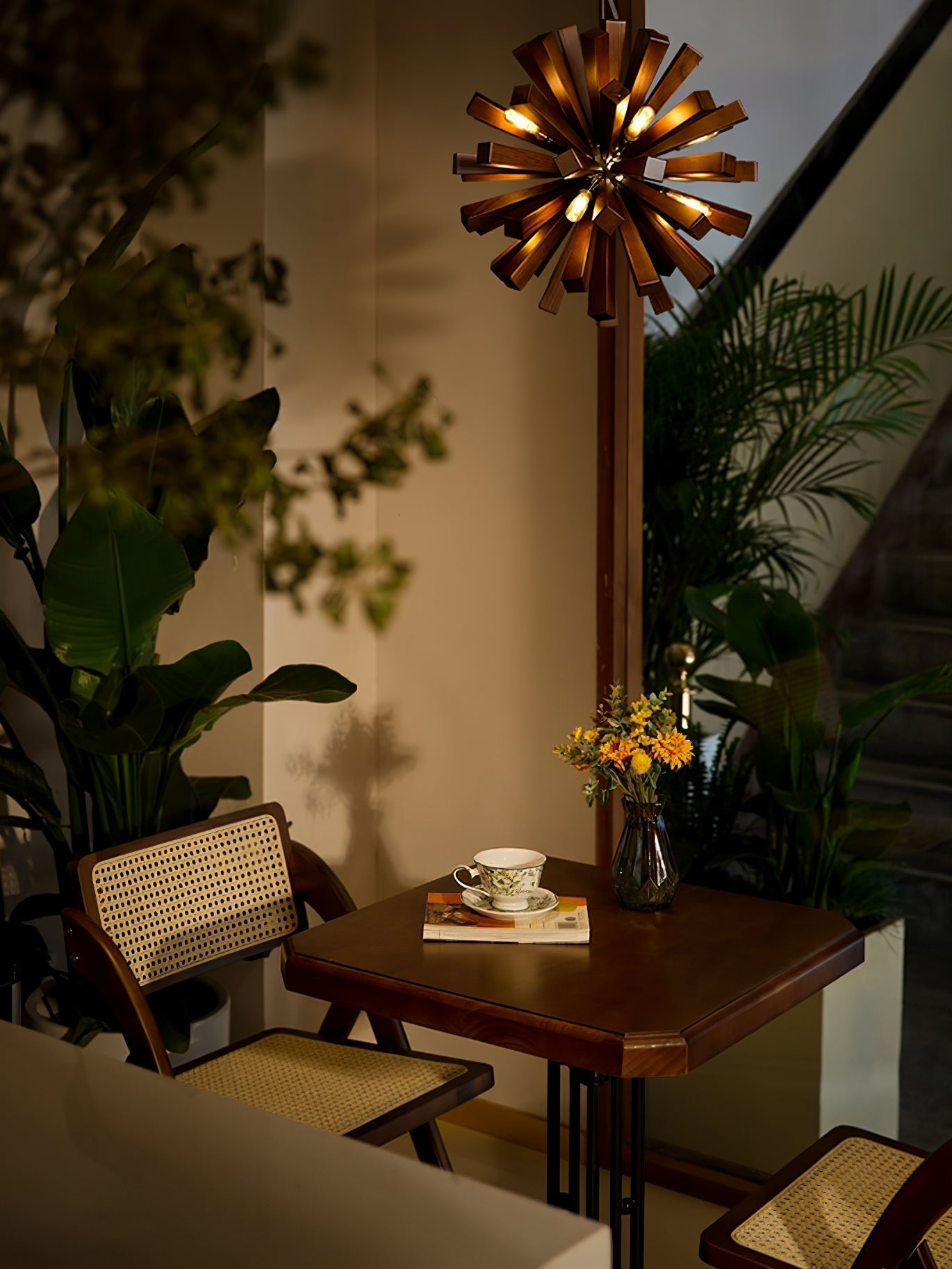 Nova Premium Nordic Art Burst Wood Metal Chandelier - Letslighting