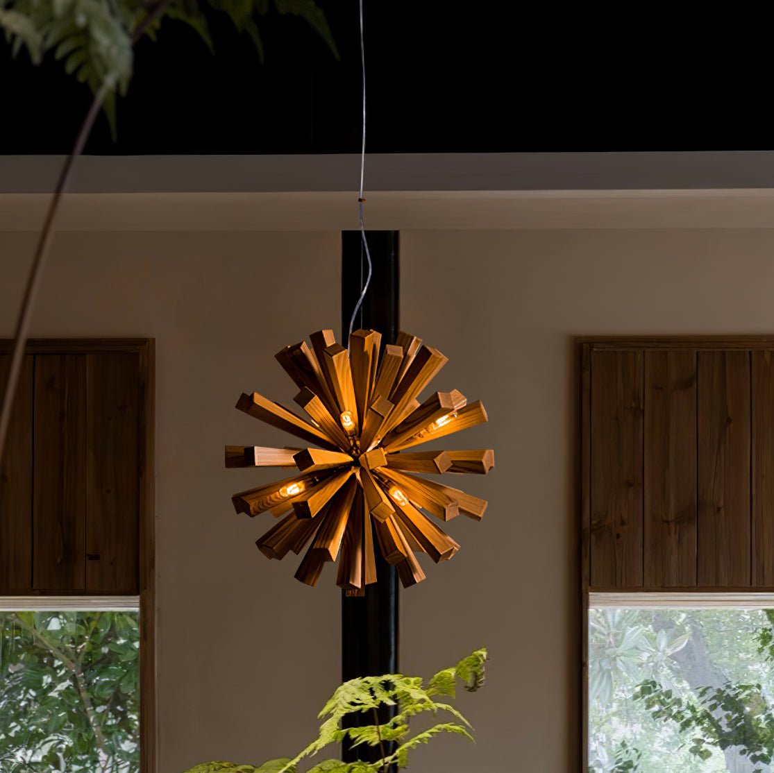 Nova Premium Nordic Art Burst Wood Metal Chandelier - Letslighting