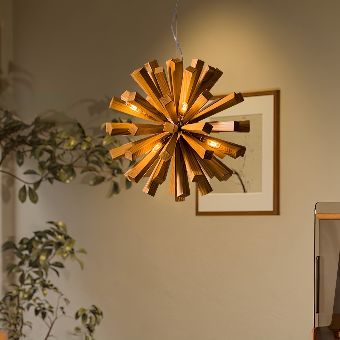 Nova Premium Nordic Art Burst Wood Metal Chandelier - Letslighting