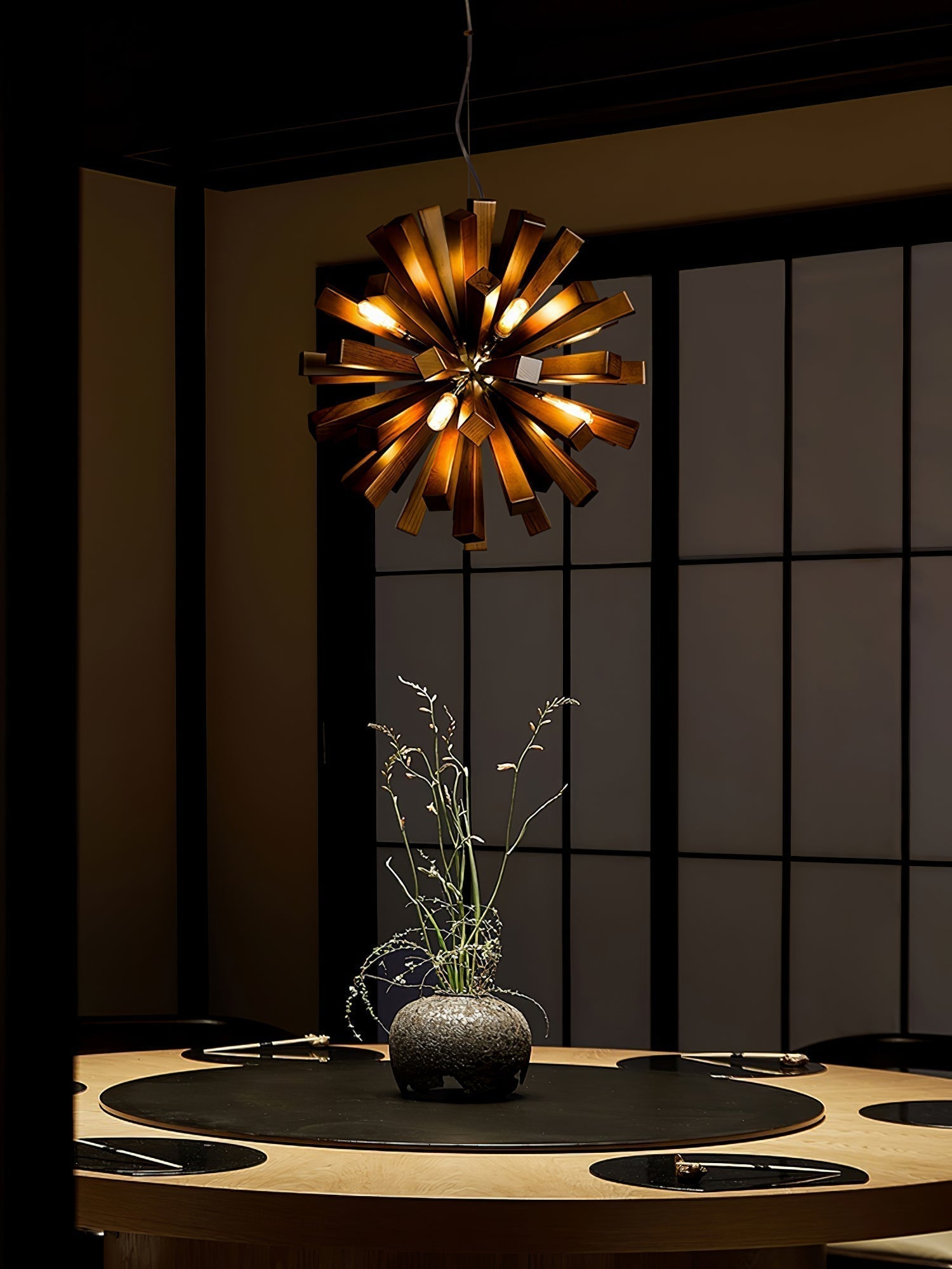 Nova Premium Nordic Art Burst Wood Metal Chandelier - Letslighting