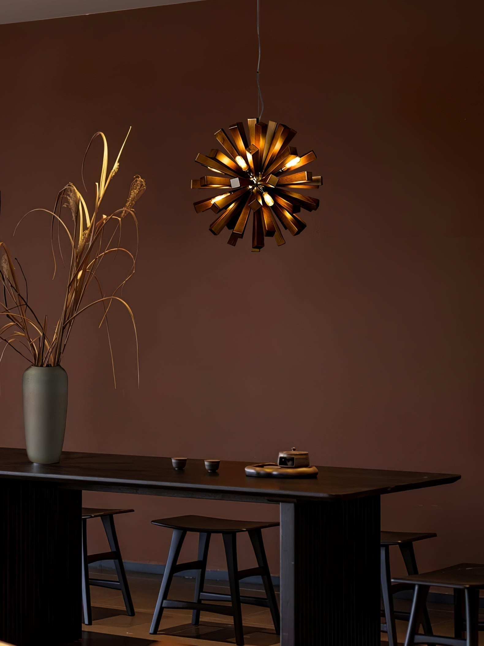 Nova Premium Nordic Art Burst Wood Metal Chandelier - Letslighting