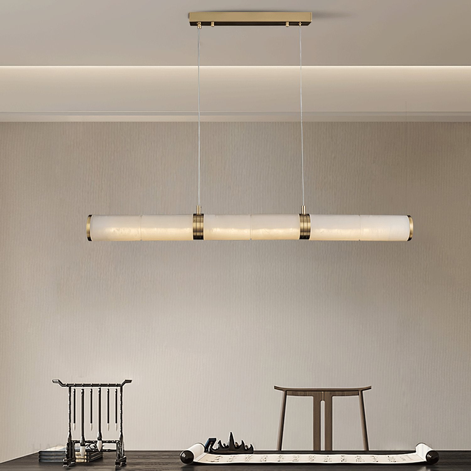 Eira Minimalist Alabaster Linear Pendant Light - Letslighting