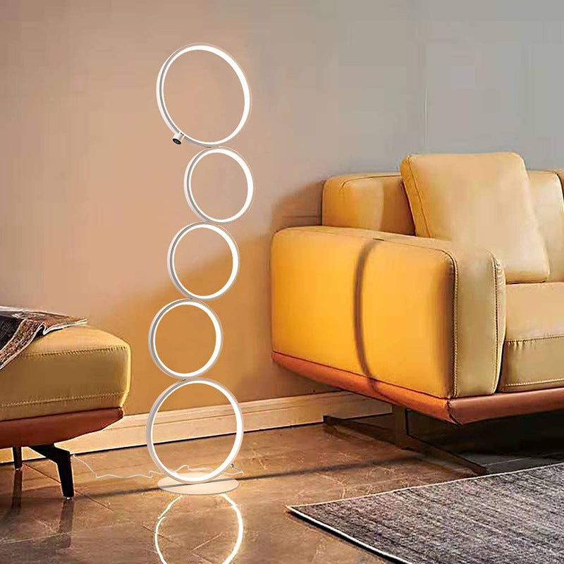 Arisha Moderna Geométrico Metal/Silicio LED Lámpara de Pie Negra/Blanca