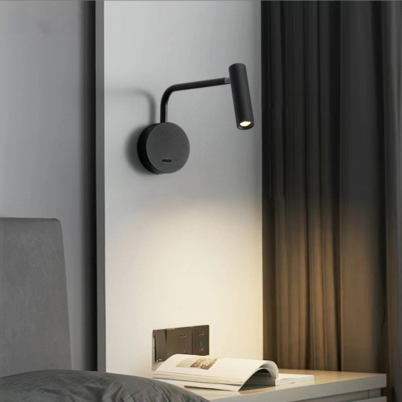 Ray Nórdico Foco Metal/Acrílico Aplique de Pared Negro