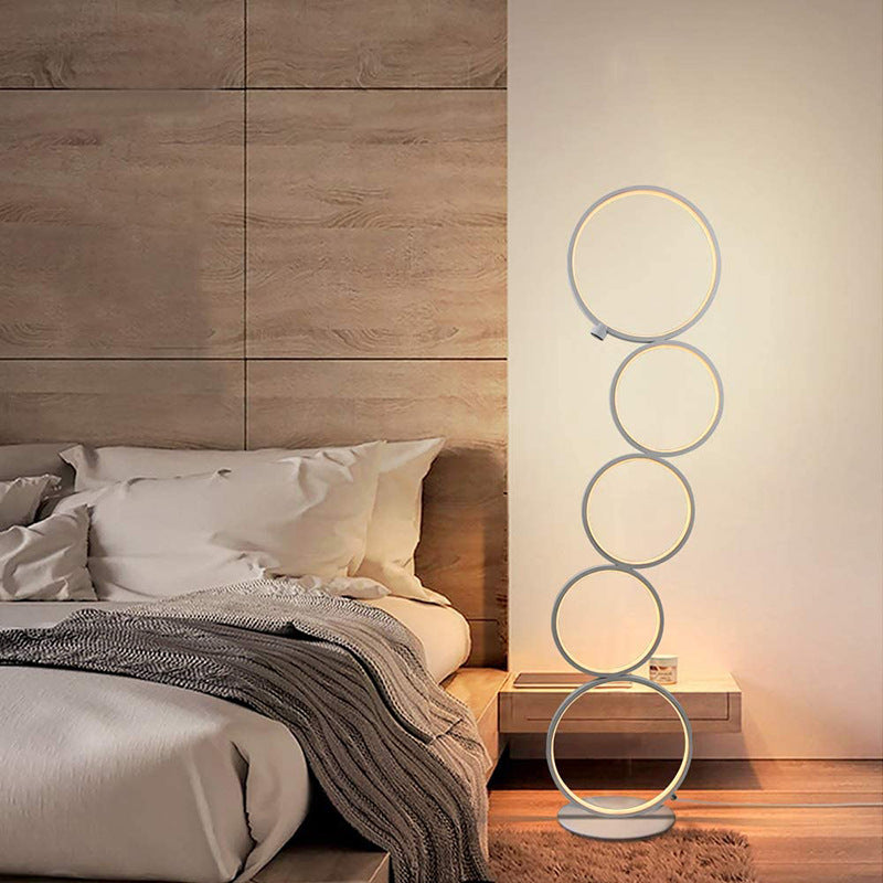 Arisha Moderna Geométrico Metal/Silicio LED Lámpara de Pie Negra/Blanca