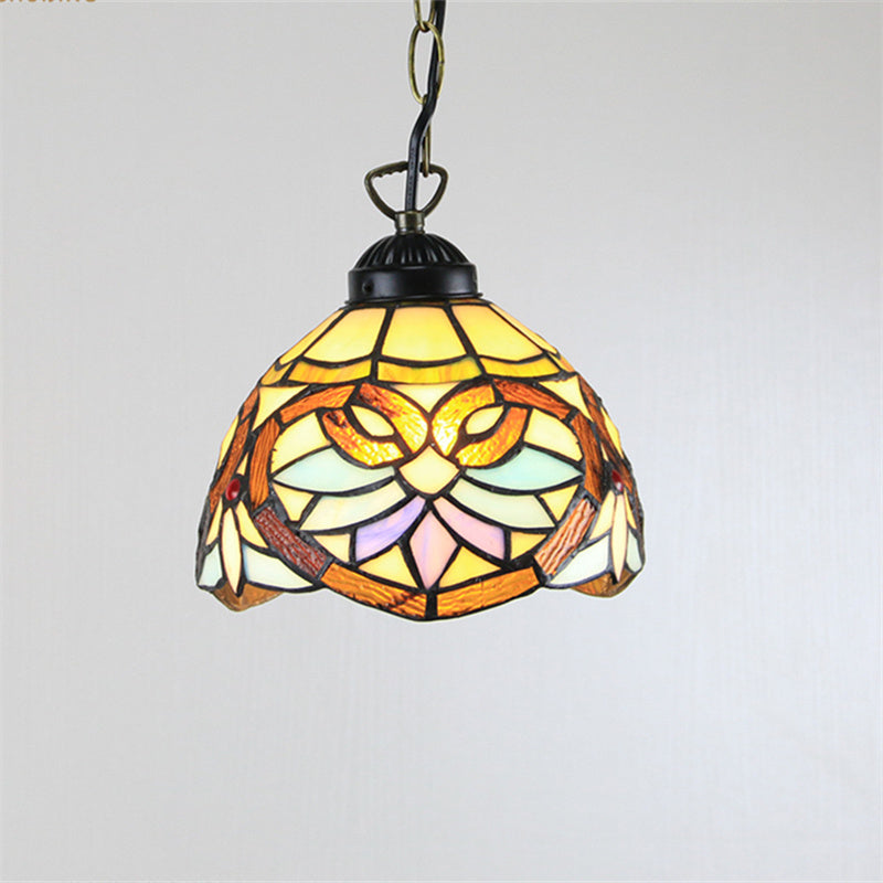 Tiffany Casa Rural LED Lámpara Colgante Metal Vidrio Dormitorio