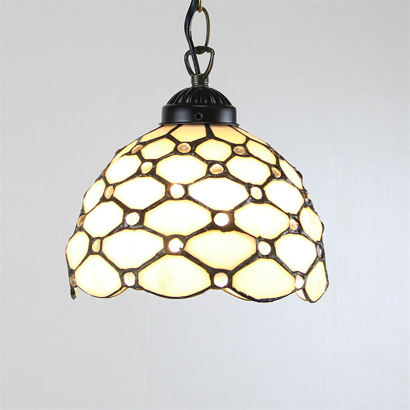 Tiffany Casa Rural LED Lámpara Colgante Metal Vidrio Dormitorio