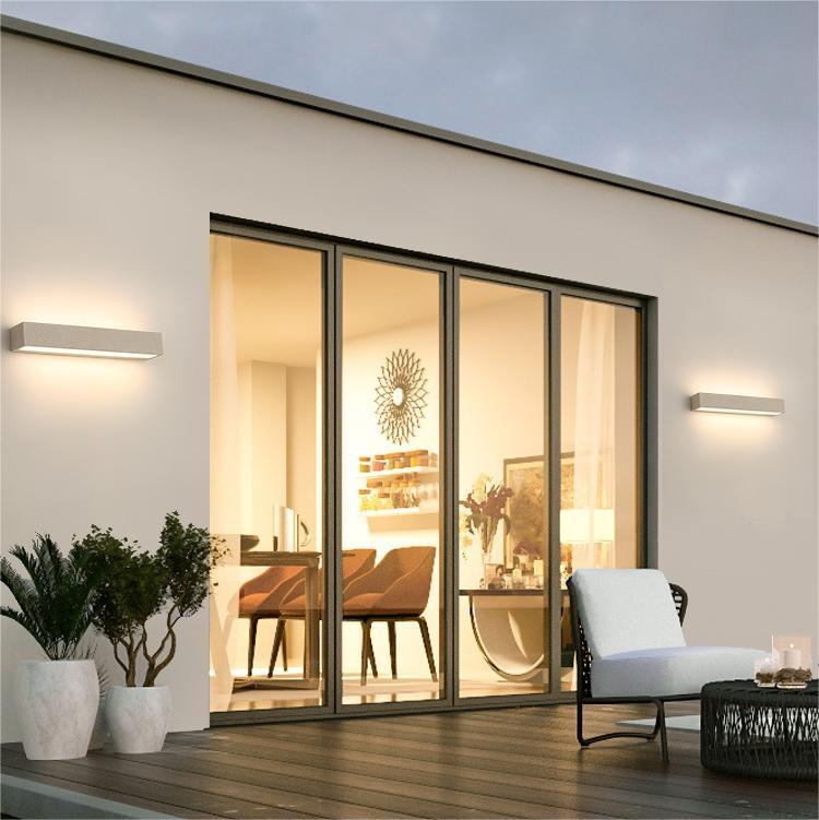 Edge Moderno Rectangular Metal/Acrílico LED Aplique de Pared Exterior Negro/Blanco