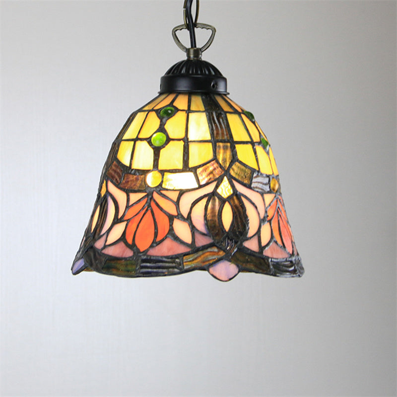 Tiffany Casa Rural LED Lámpara Colgante Metal Vidrio Dormitorio