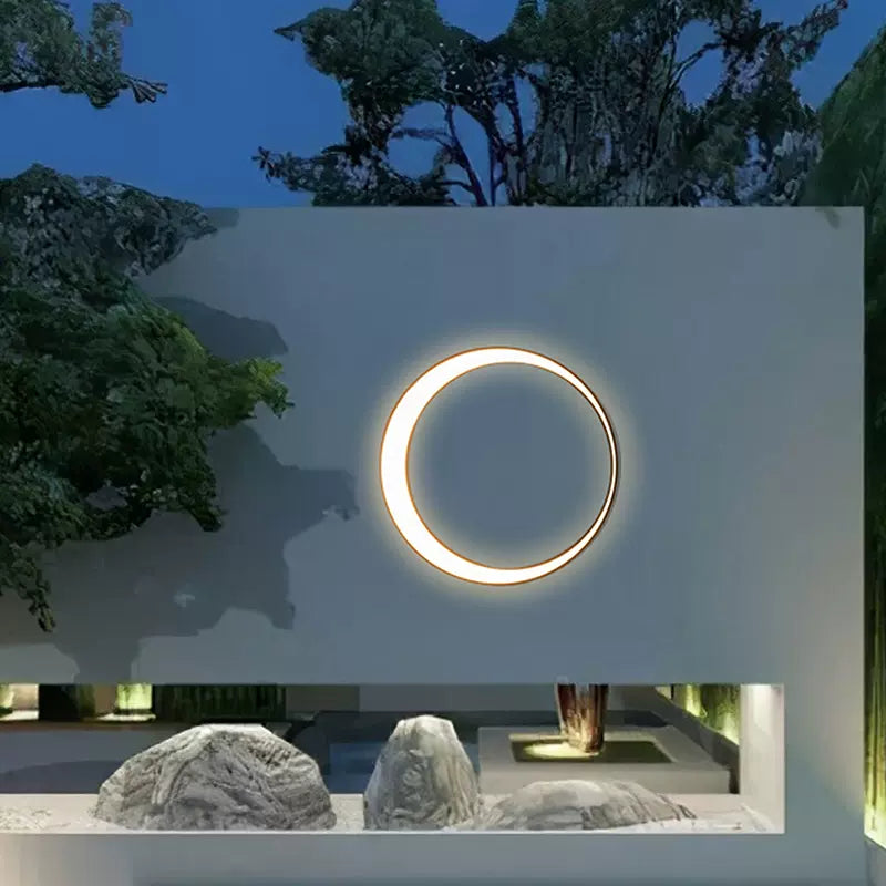 Elif Moderno Redondo Metal LED Aplique de Pared Exterior Negro