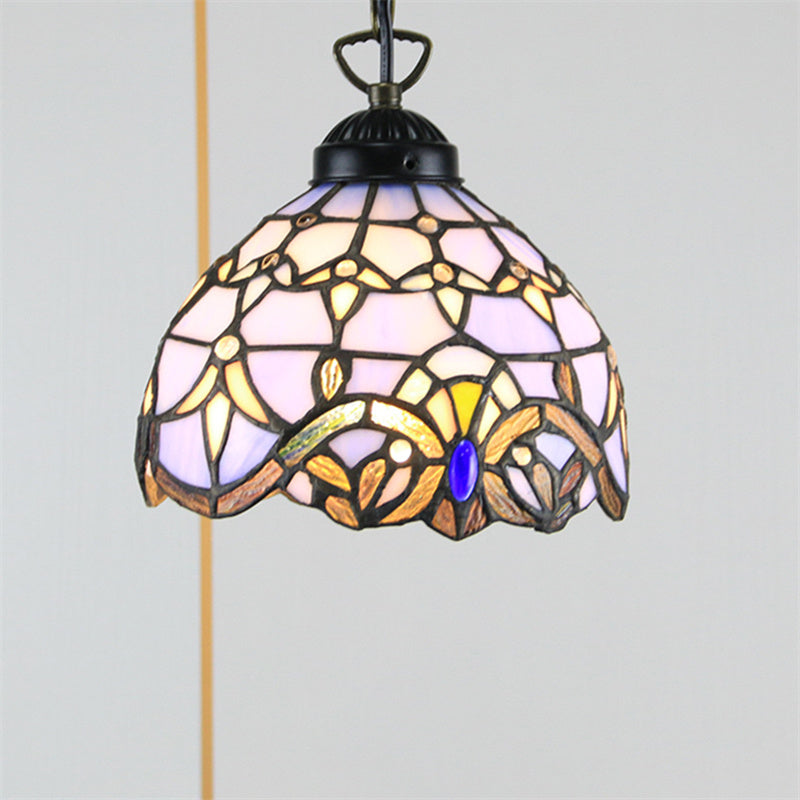 Tiffany Casa Rural LED Lámpara Colgante Metal Vidrio Dormitorio