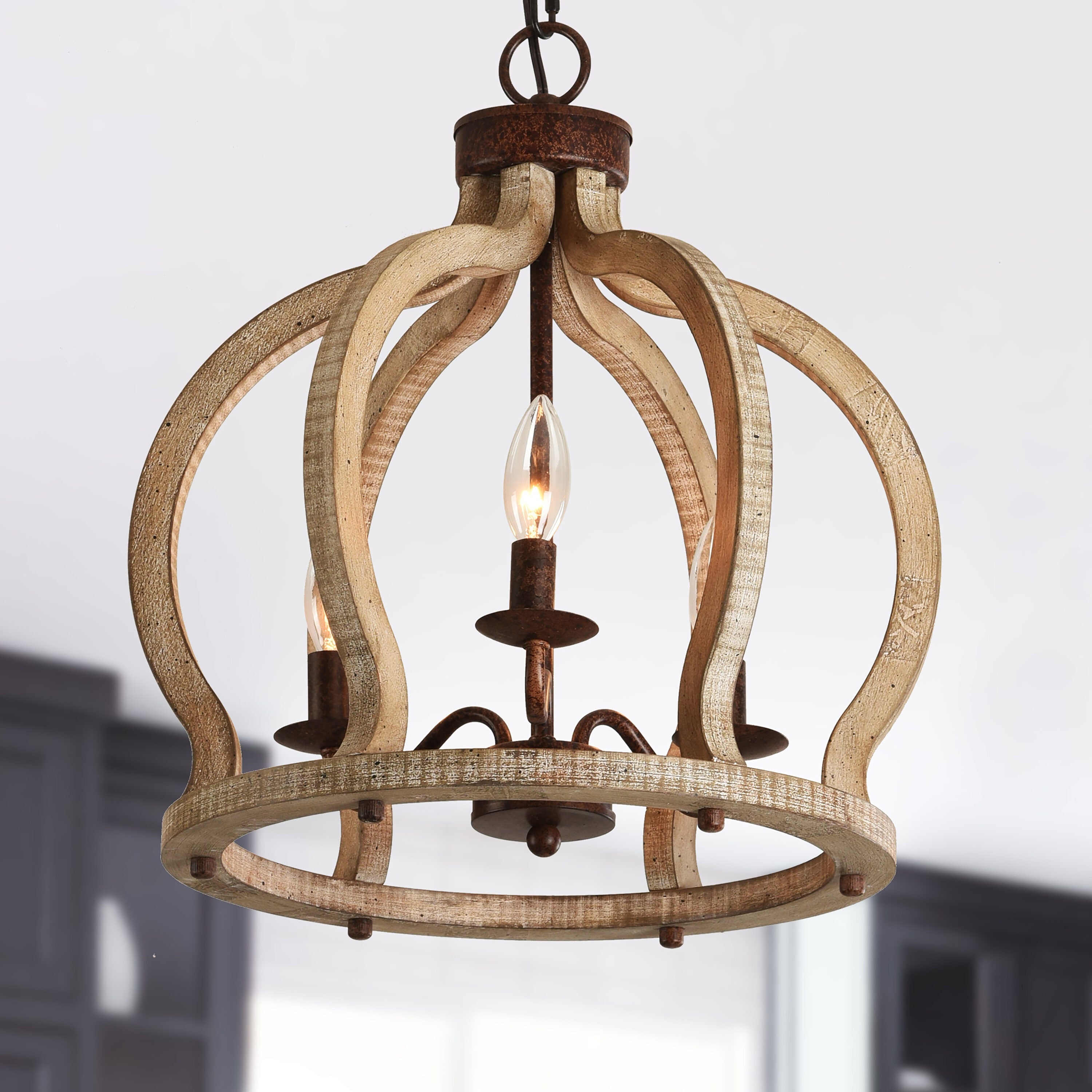 Vivinir Vintage Industrial Aura Farmhouse Wooden Metal Pendant Lamp - Lamp Copper
