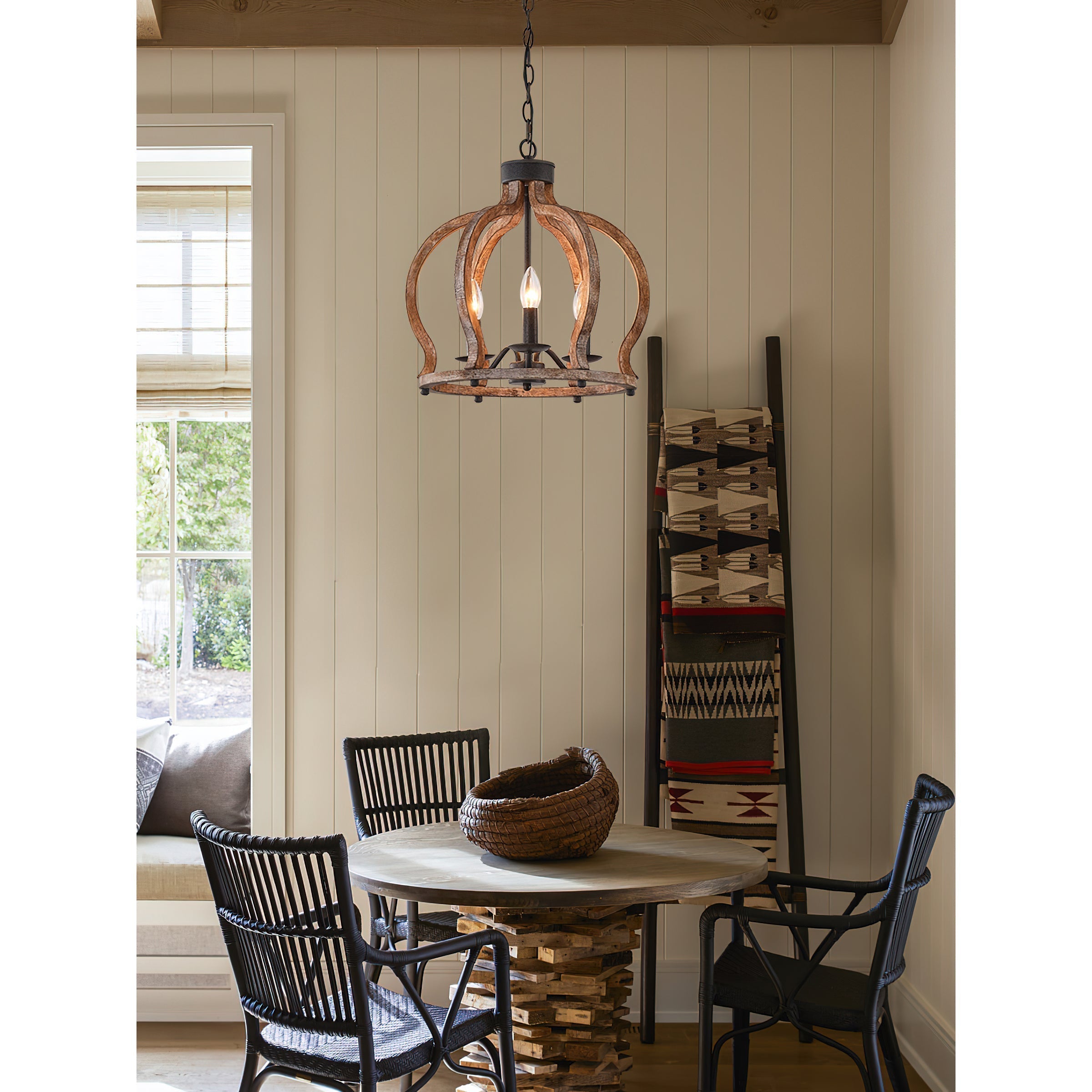 Vivinir Vintage Industrial Aura Farmhouse Wooden Metal Pendant Lamp - Lamp Copper