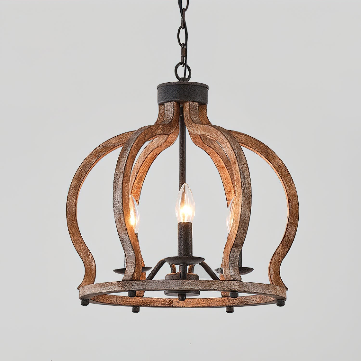 Vivinir Vintage Industrial Aura Farmhouse Wooden Metal Pendant Lamp - Lamp Copper