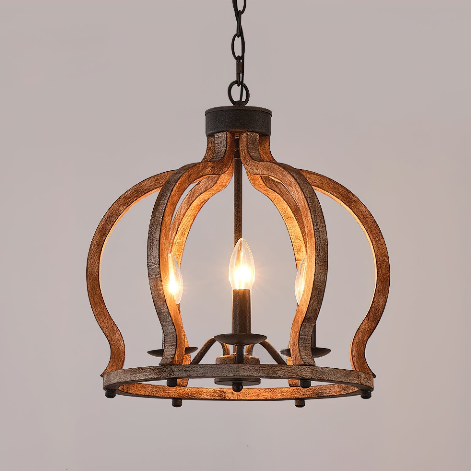 Vivinir Vintage Industrial Aura Farmhouse Wooden Metal Pendant Lamp - Lamp Copper