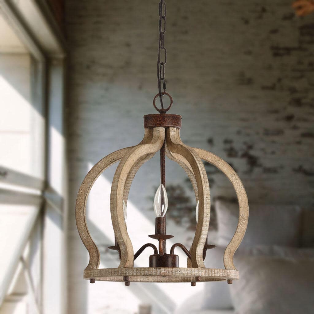 Vivinir Vintage Industrial Aura Farmhouse Wooden Metal Pendant Lamp - Lamp Copper