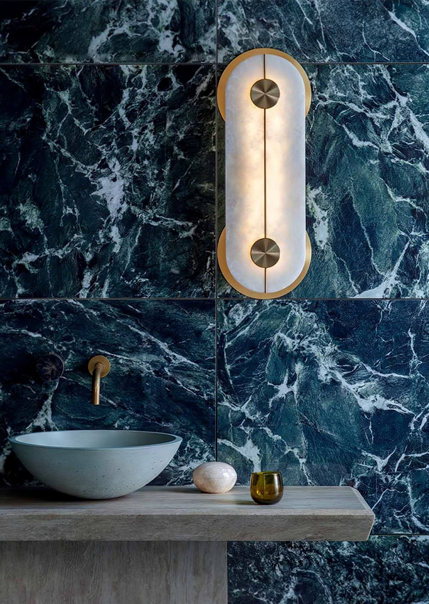 Selene Alabaster Wall Light Brass - Letslighting