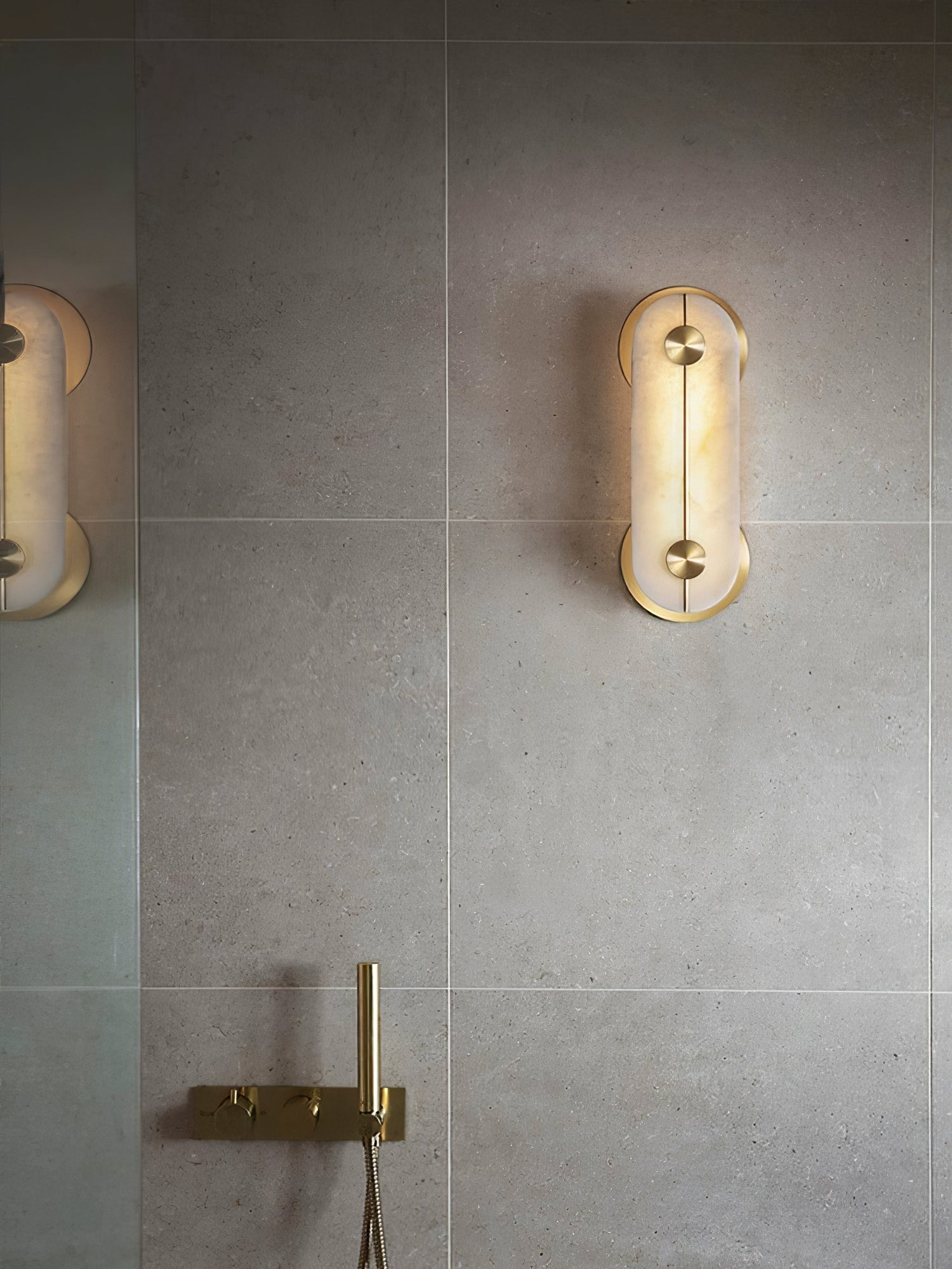 Selene Alabaster Wall Light Brass - Letslighting