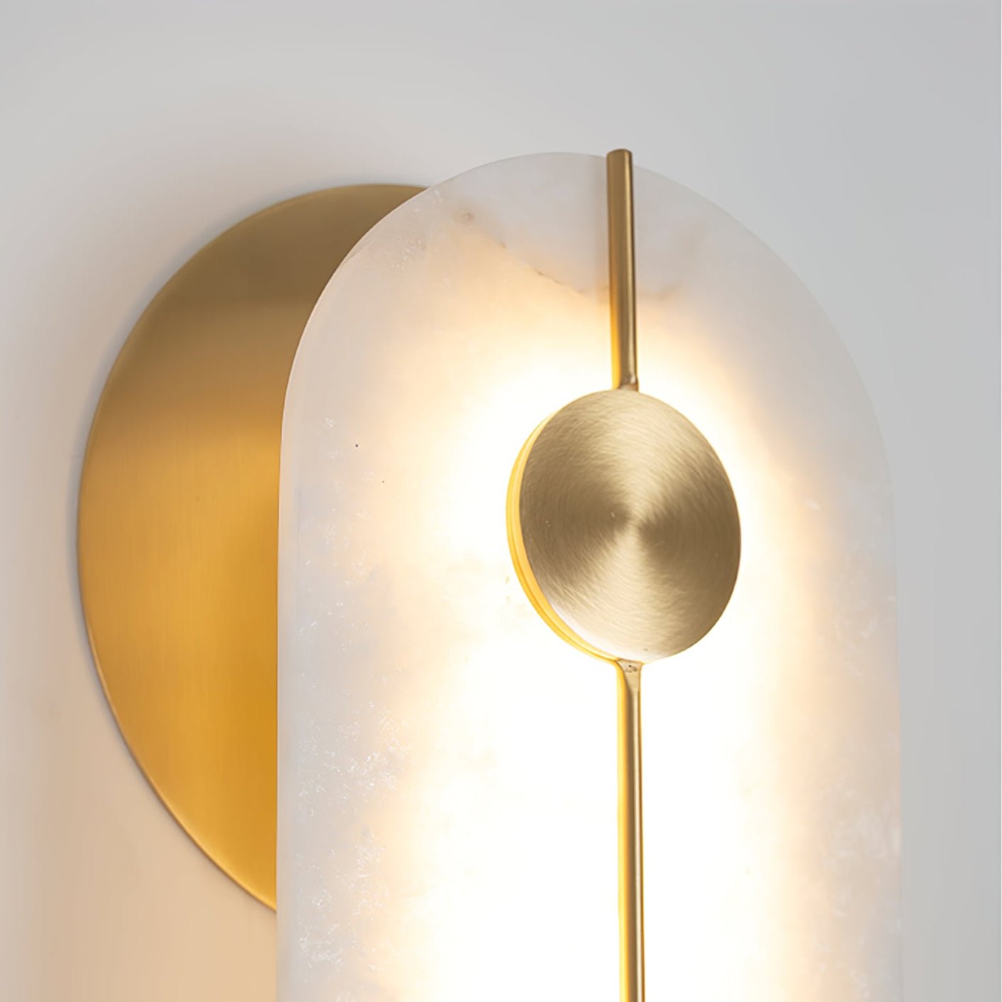 Selene Alabaster Wall Light Brass - Letslighting
