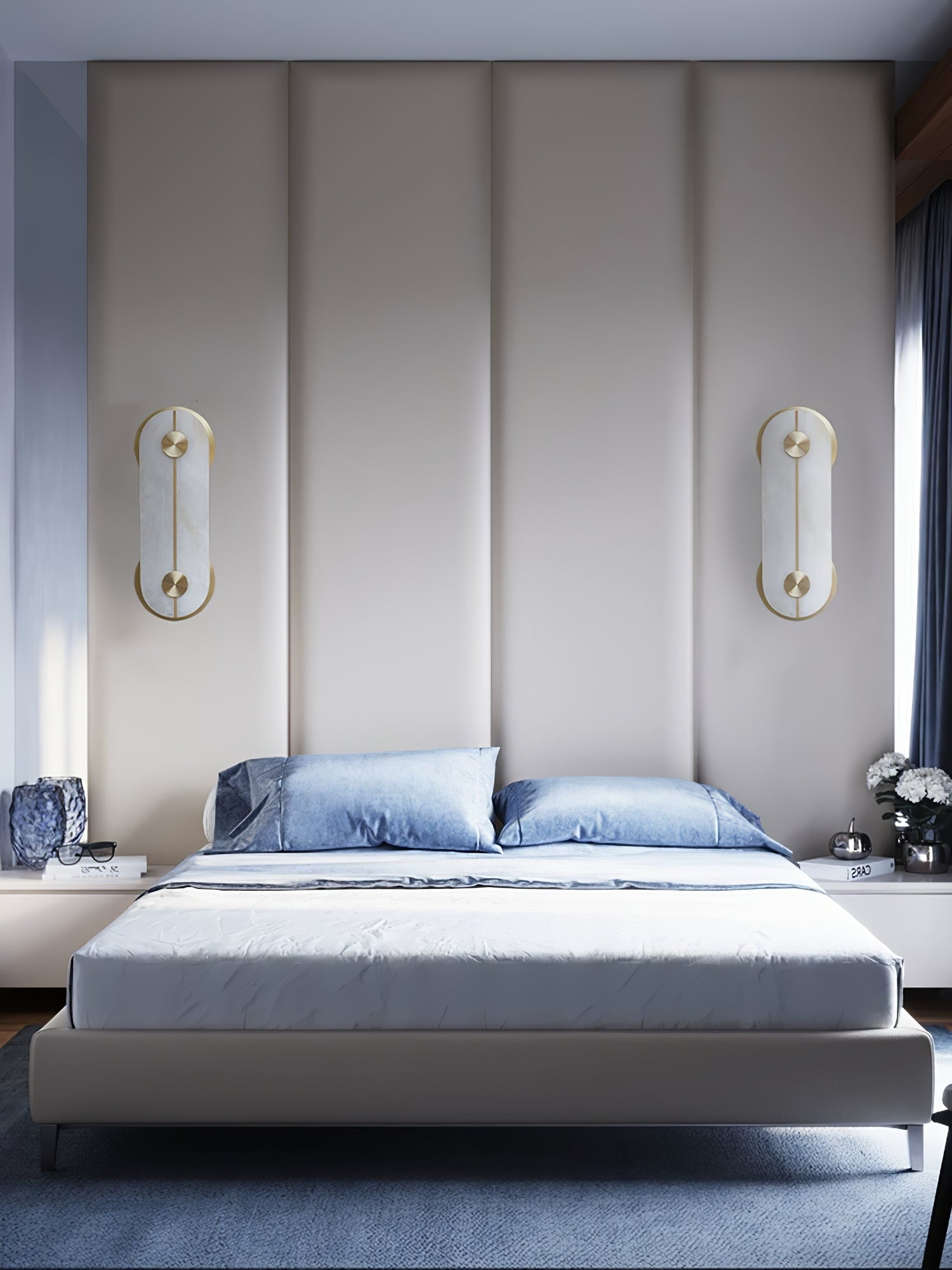 Selene Alabaster Wall Light Brass - Letslighting