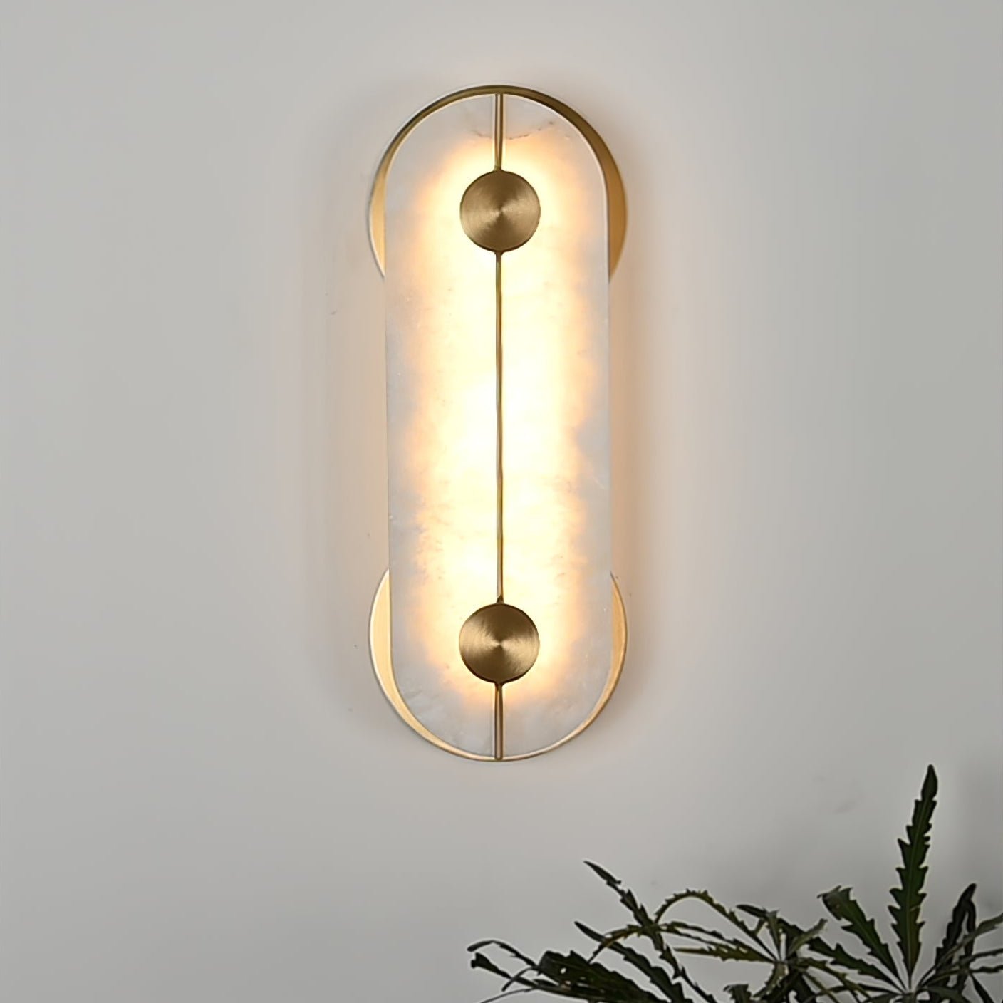 Selene Alabaster Wall Light Brass - Letslighting