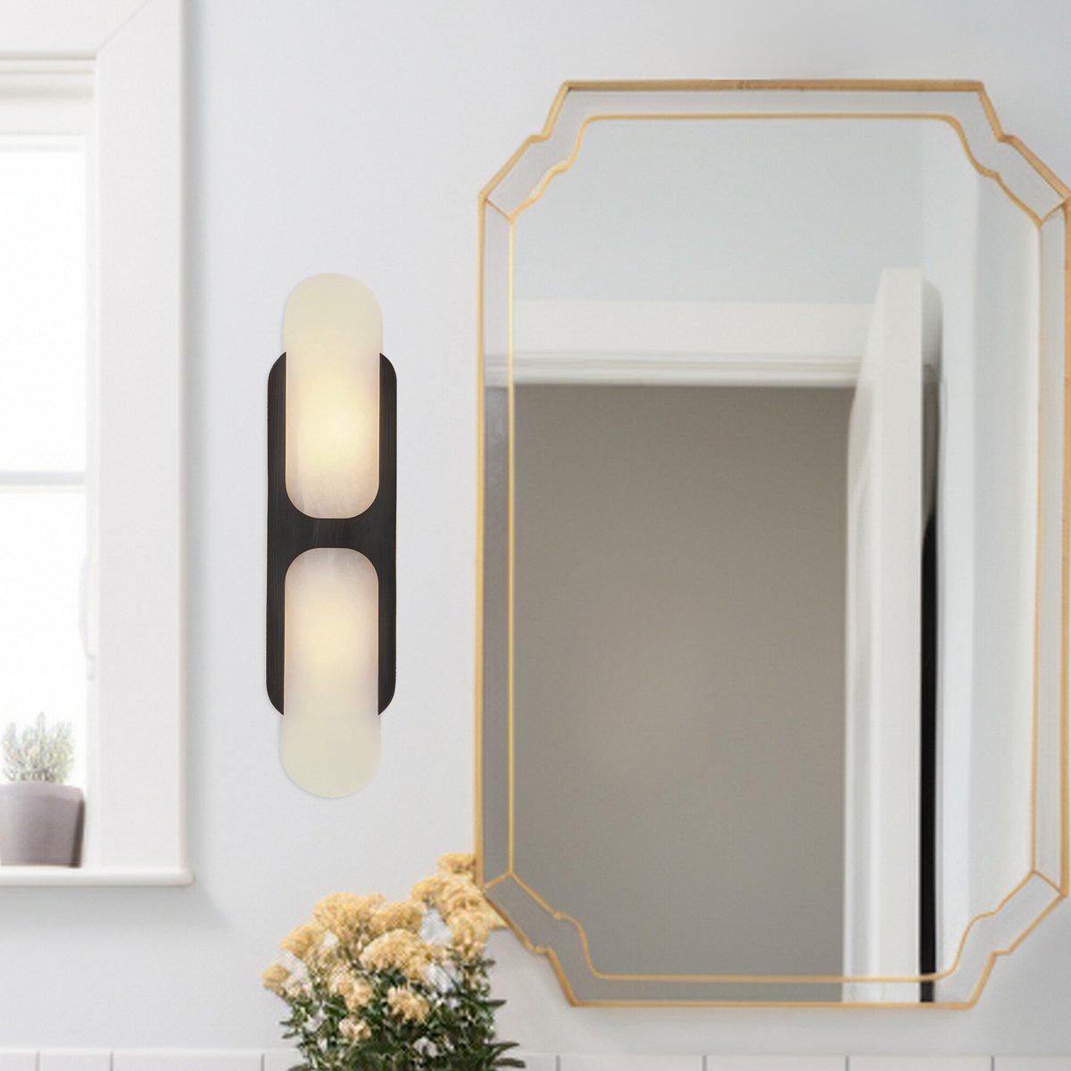Ulthaora Double Globe Alabaster Wall Light - Letslighting