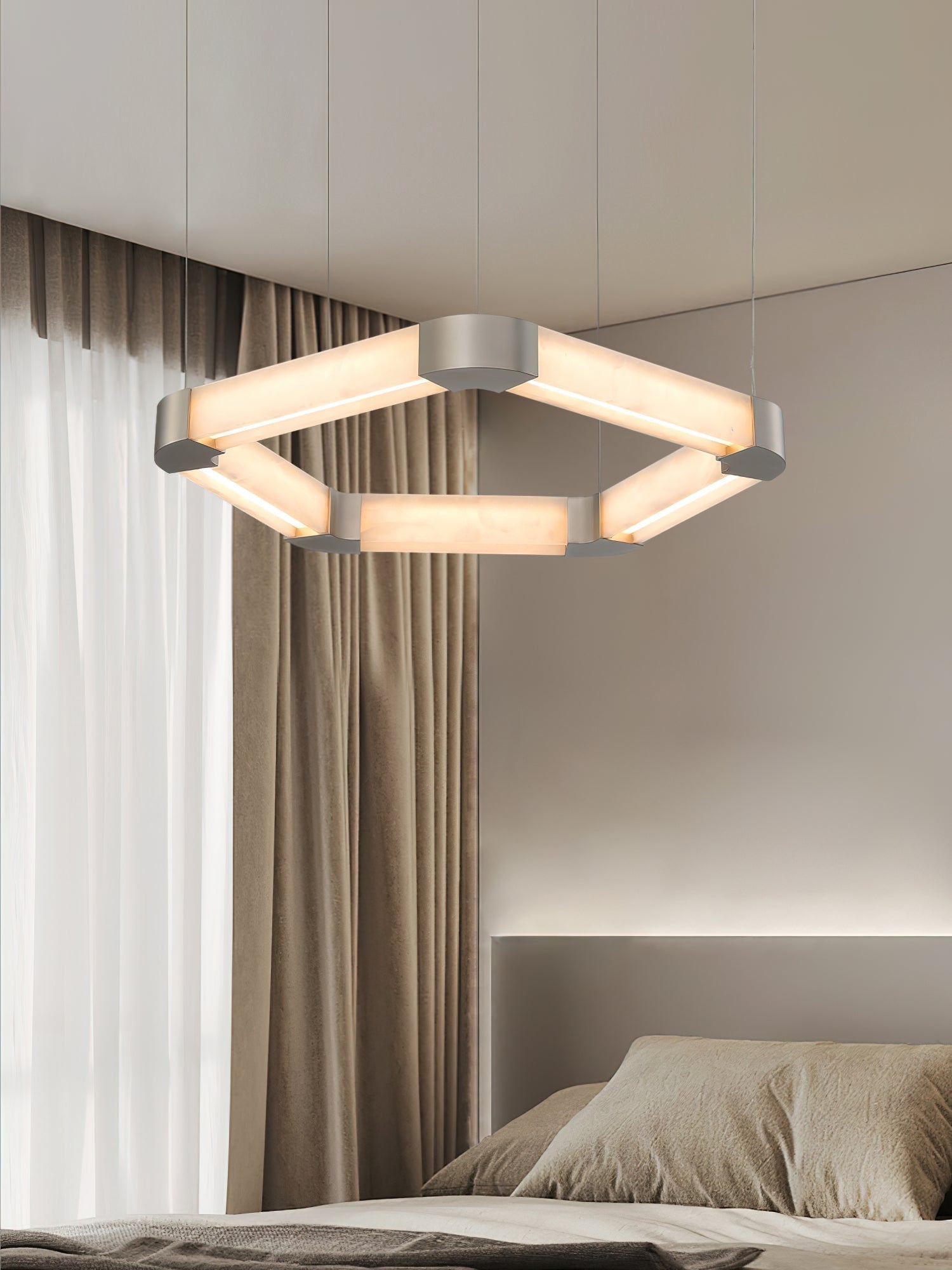 Celaeisra Unique Single Ring Alabaster Chandelier - Lamp Copper