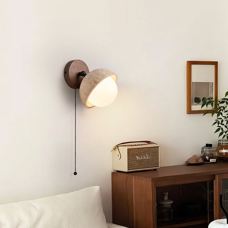 Myrinir Modern Minimalist Wood Travertine Wall Lamp - Lamp Copper