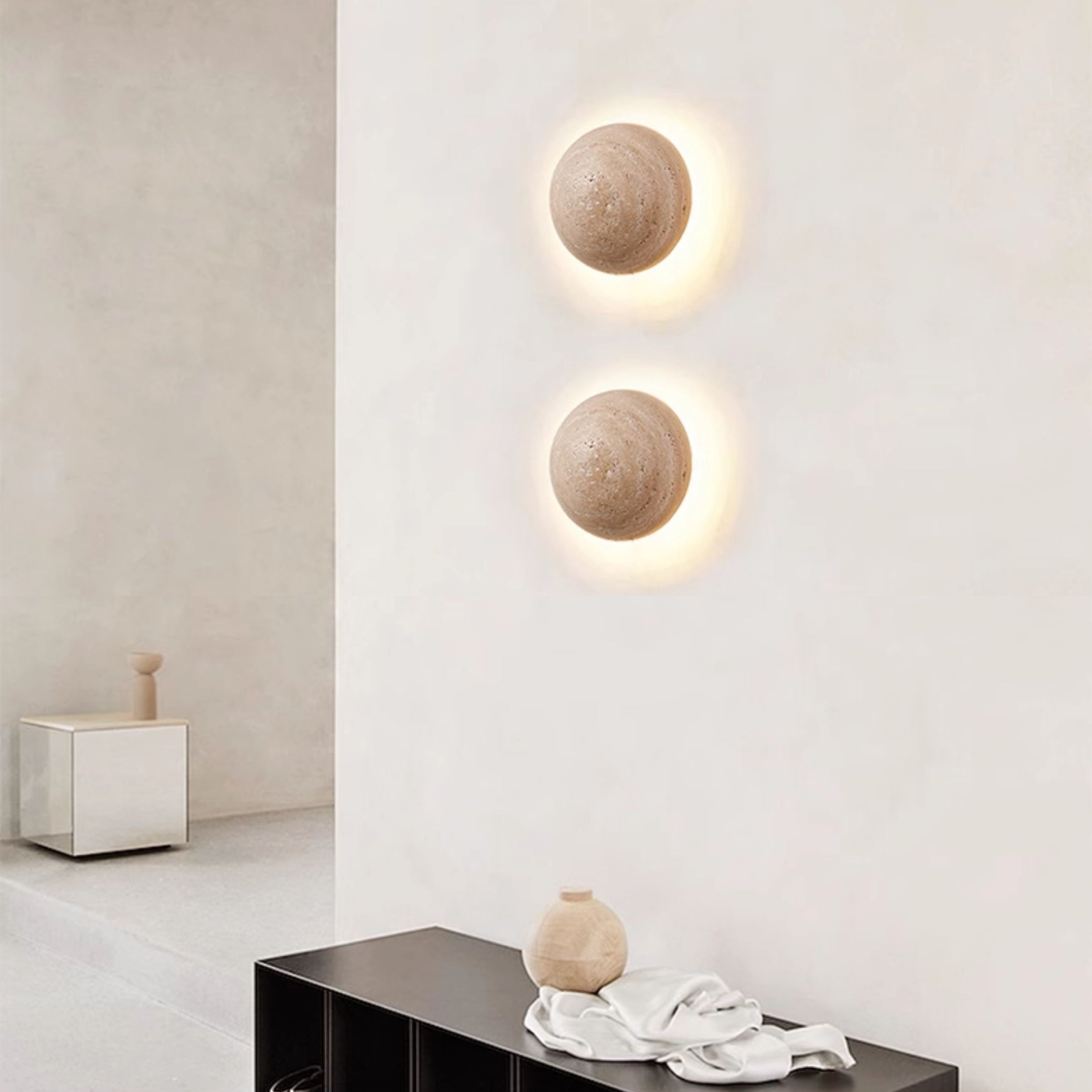 Cinorisra Modern Minimalist Stone Travertine Wall Lamp - Lamp Copper