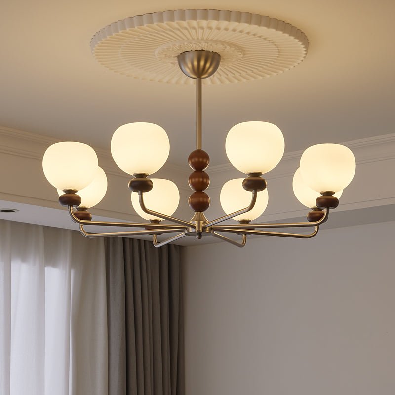 Orb Walnut Chandelier - Letslighting