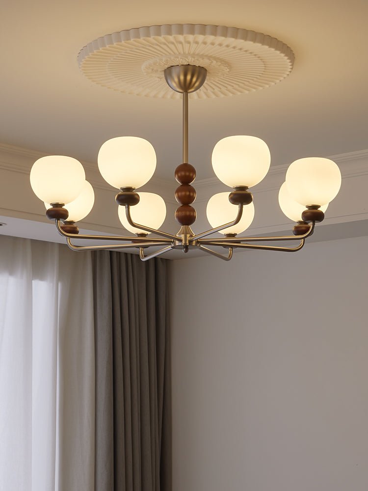 Orb Walnut Chandelier - Letslighting
