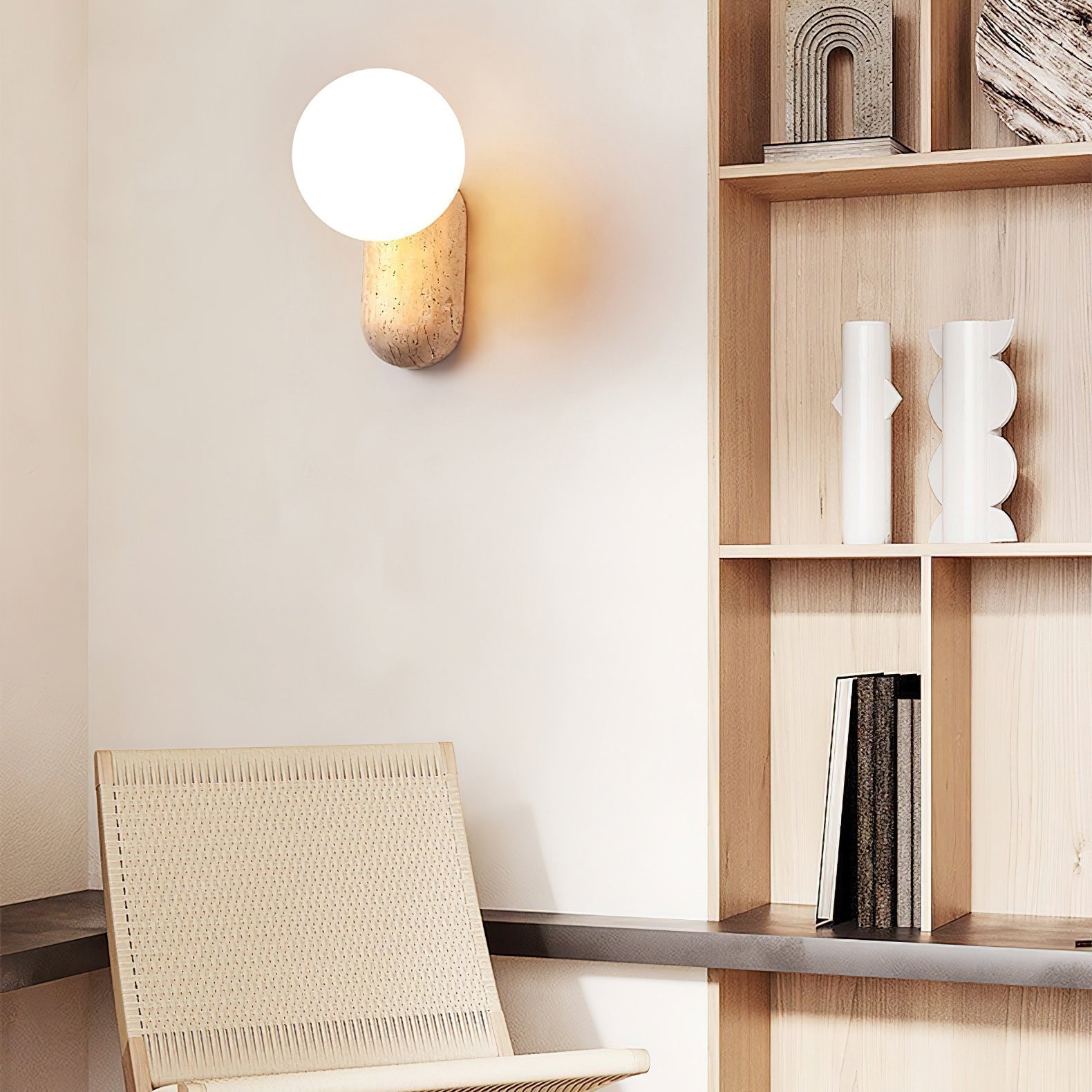 Colaeira Modern Minimalist Art Travertine Wall Lamp - Lamp Copper