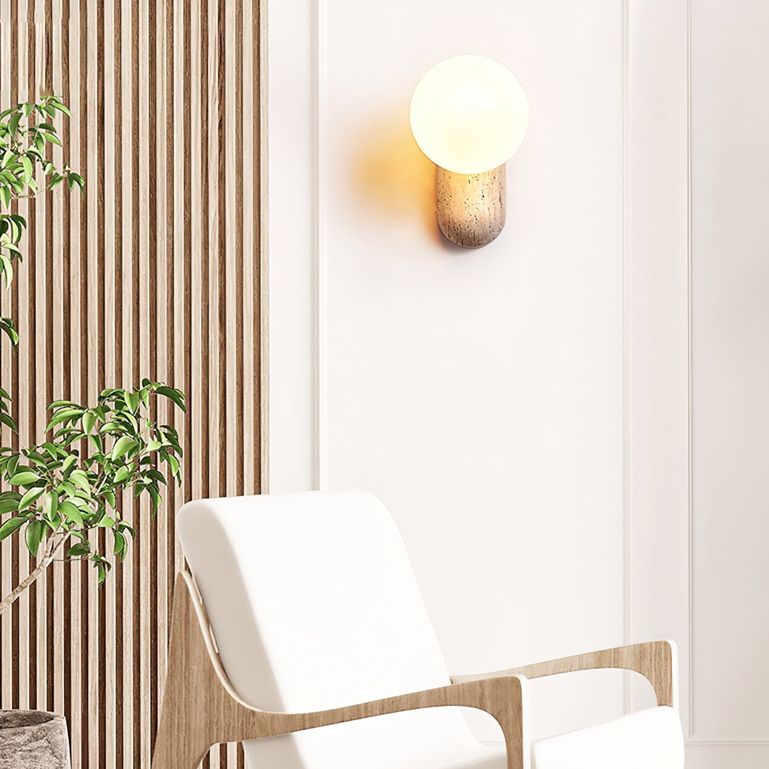 Colaeira Modern Minimalist Art Travertine Wall Lamp - Lamp Copper