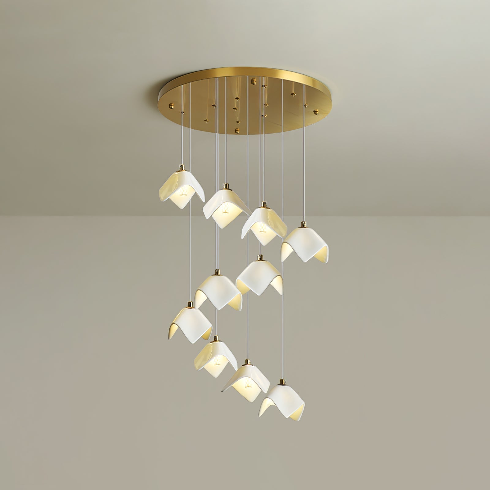 Cithayra Geometric Glass Brass Chandelier - Letslighting