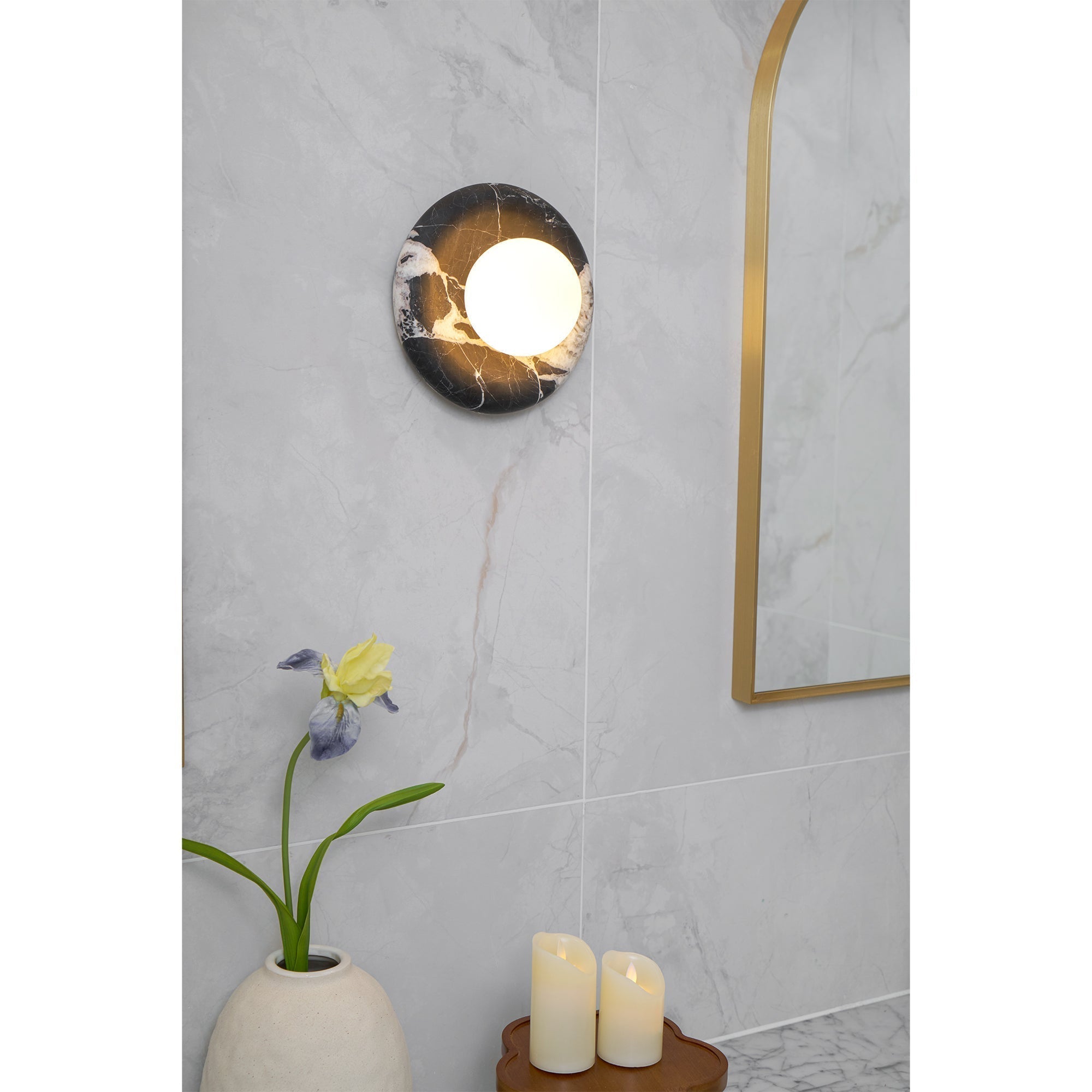 Uvinos Modern Minimalist Black Marble Sconce Wall Lamp - Lamp Copper