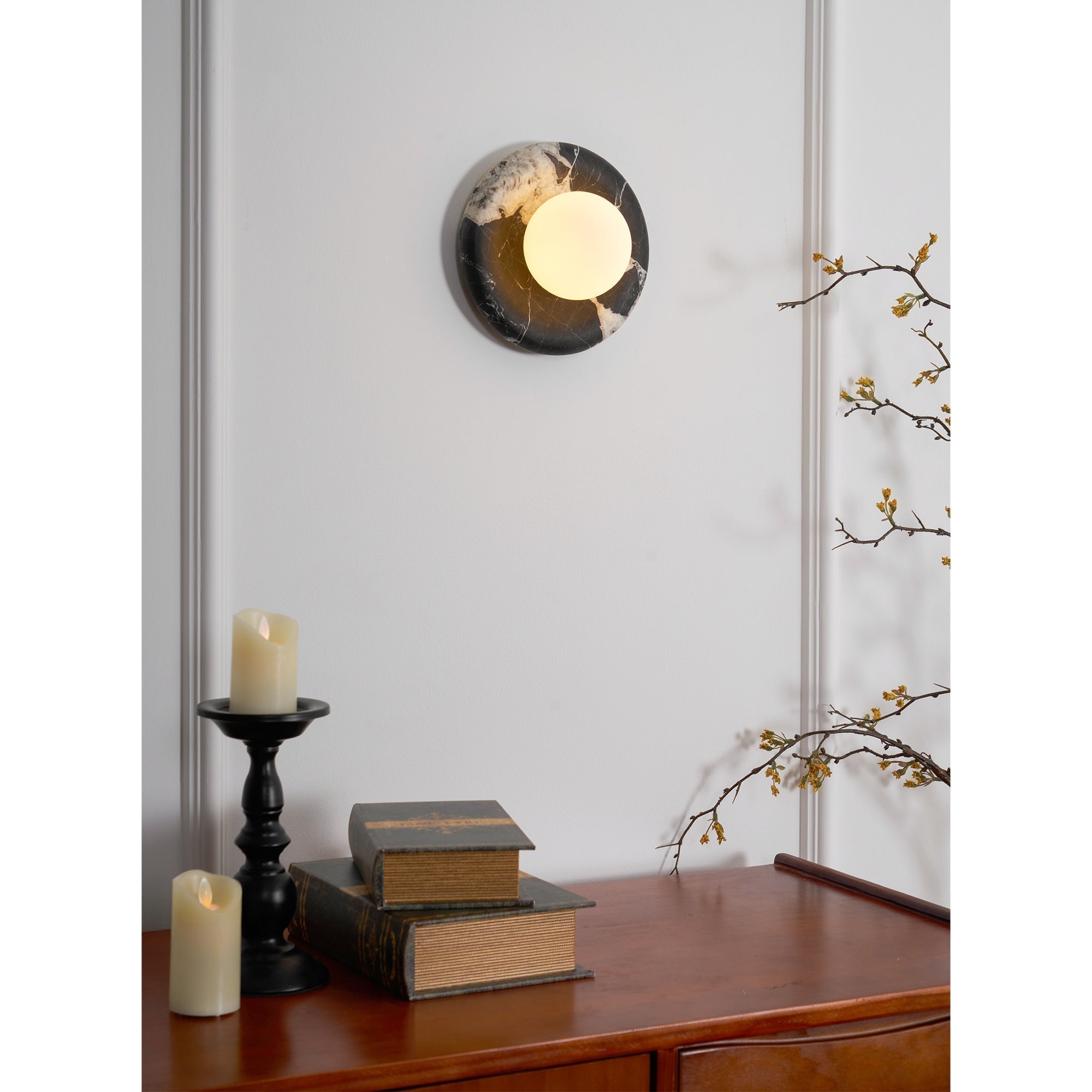 Uvinos Modern Minimalist Black Marble Sconce Wall Lamp - Lamp Copper