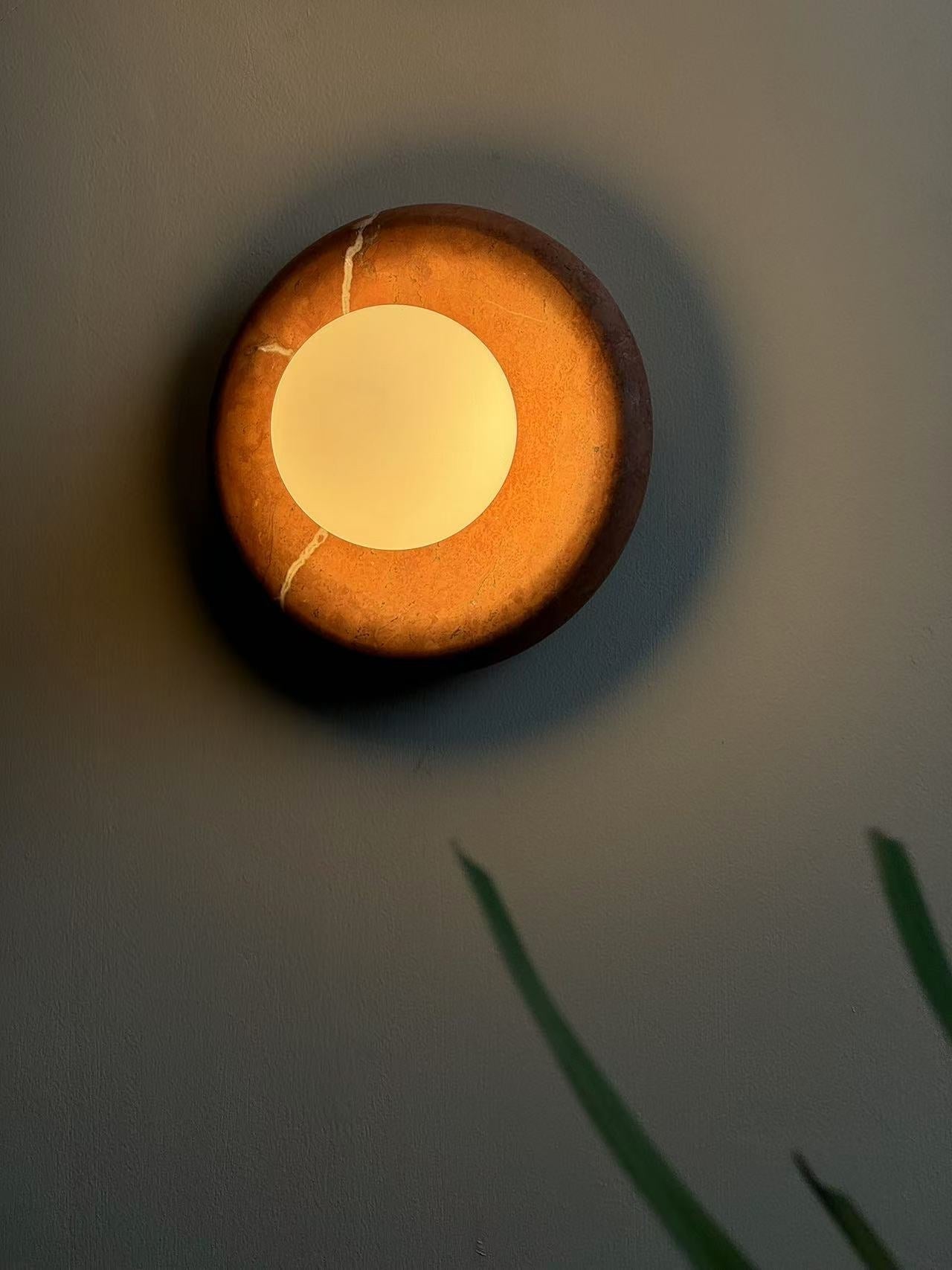 Vomire Premium Nordic Art Red Marble Sconce Wall Lamp - Lamp Copper