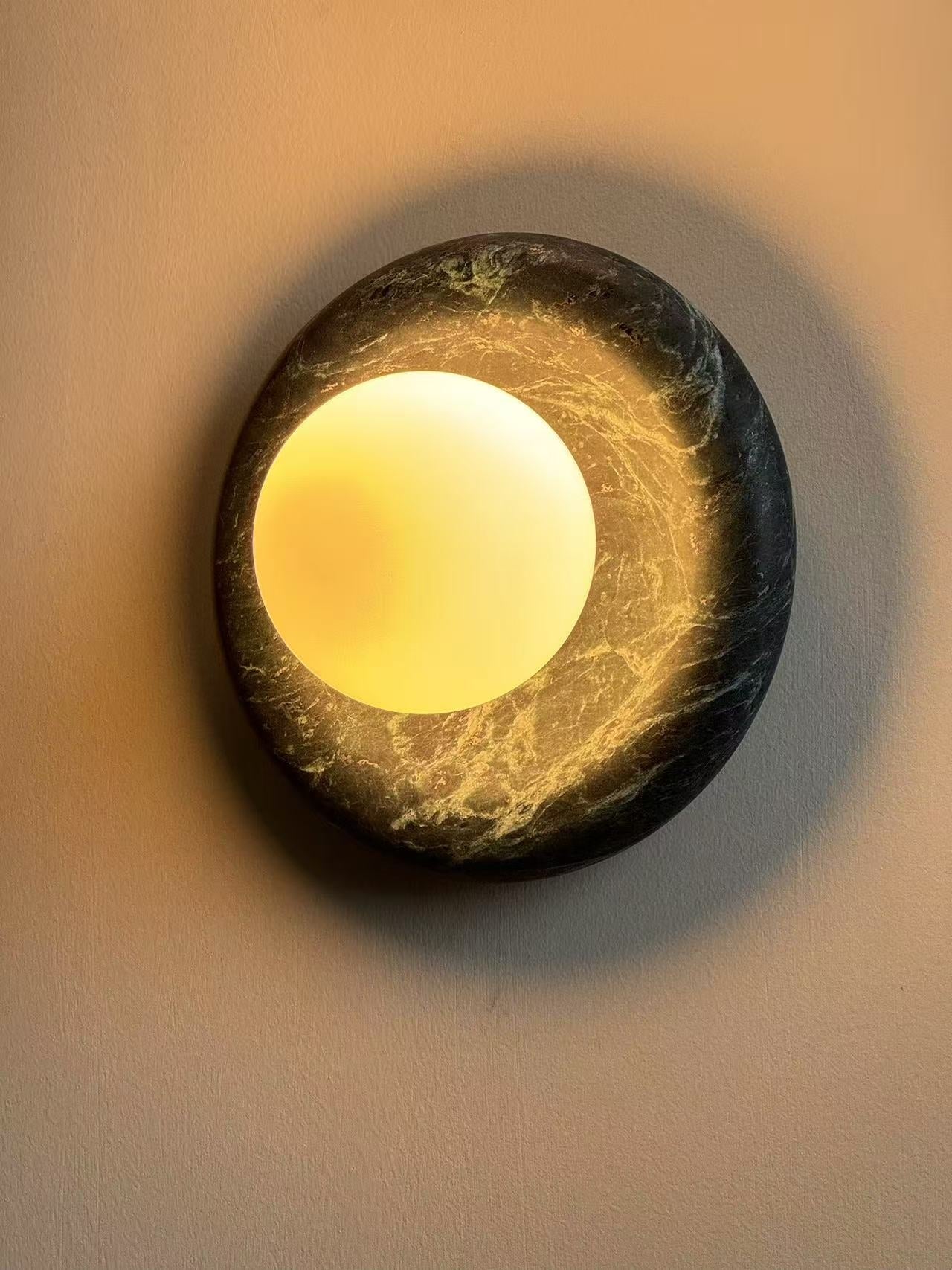 Cusorion Modern Minimalist Dark Green Marble Sconce Wall Lamp - Lamp Copper