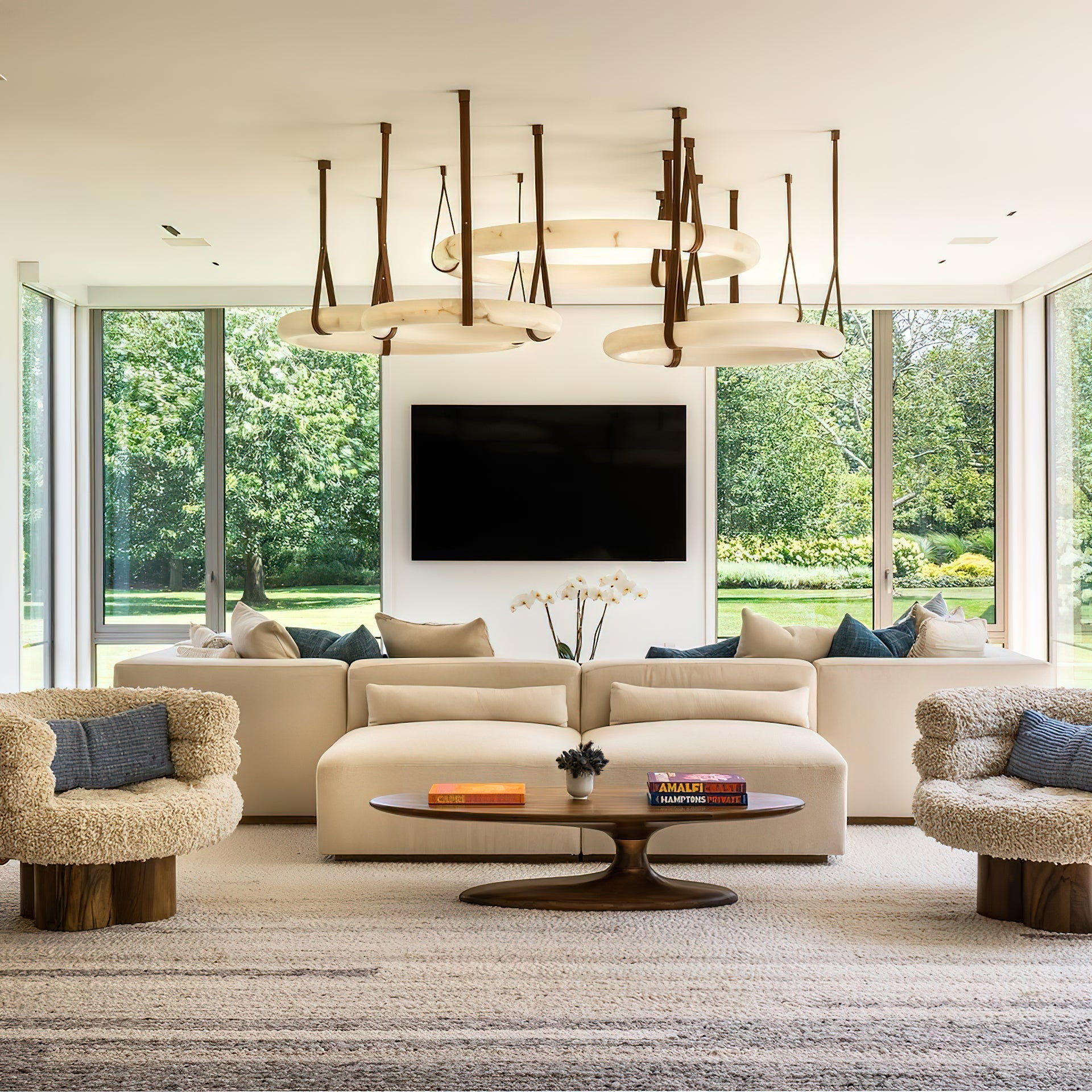 Culiris Modern Minimalist Brown Alabaster Chandelier - Lamp Copper