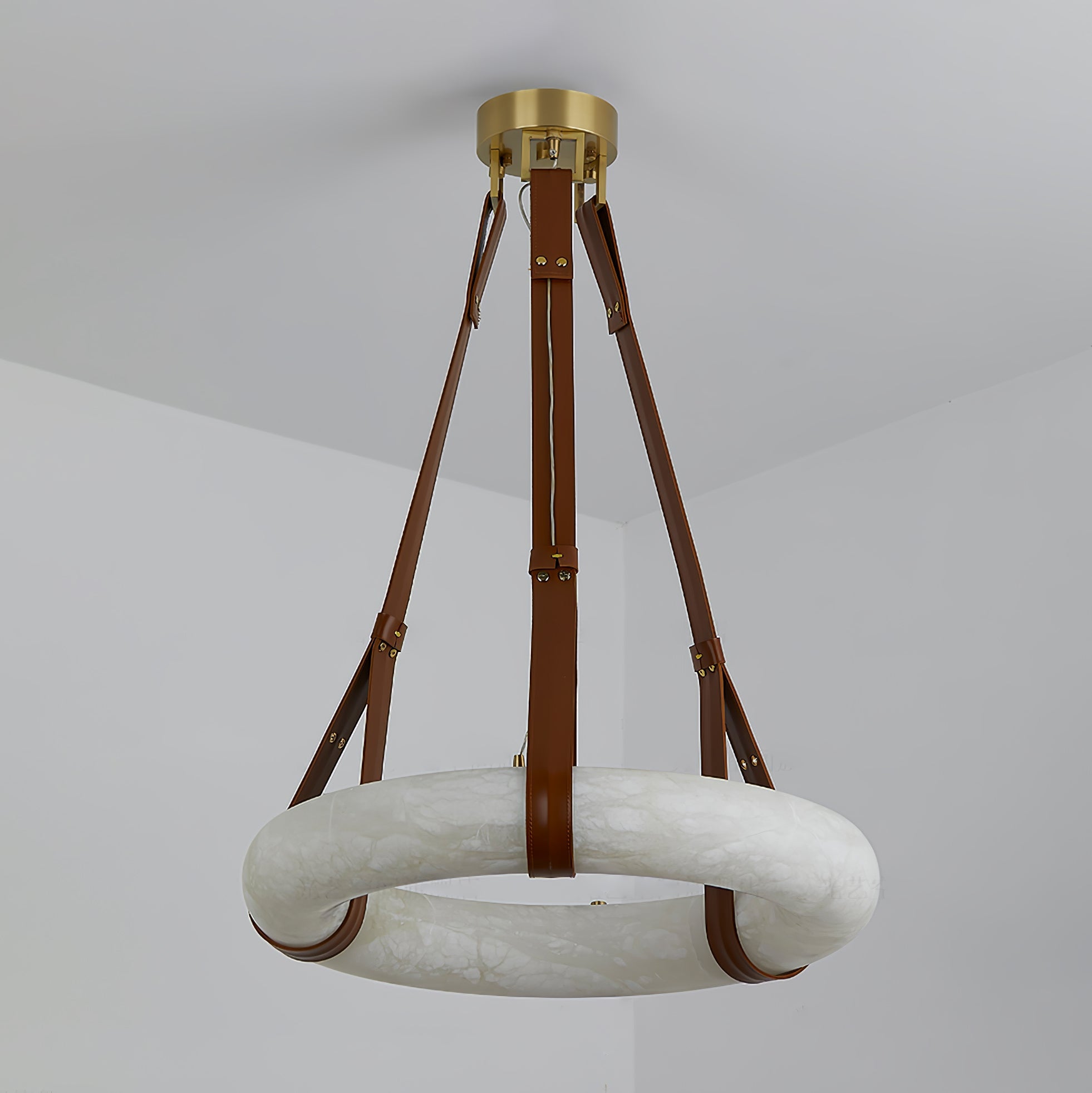 Mydorira Premium Elegance Brass Alabaster Chandelier - Lamp Copper