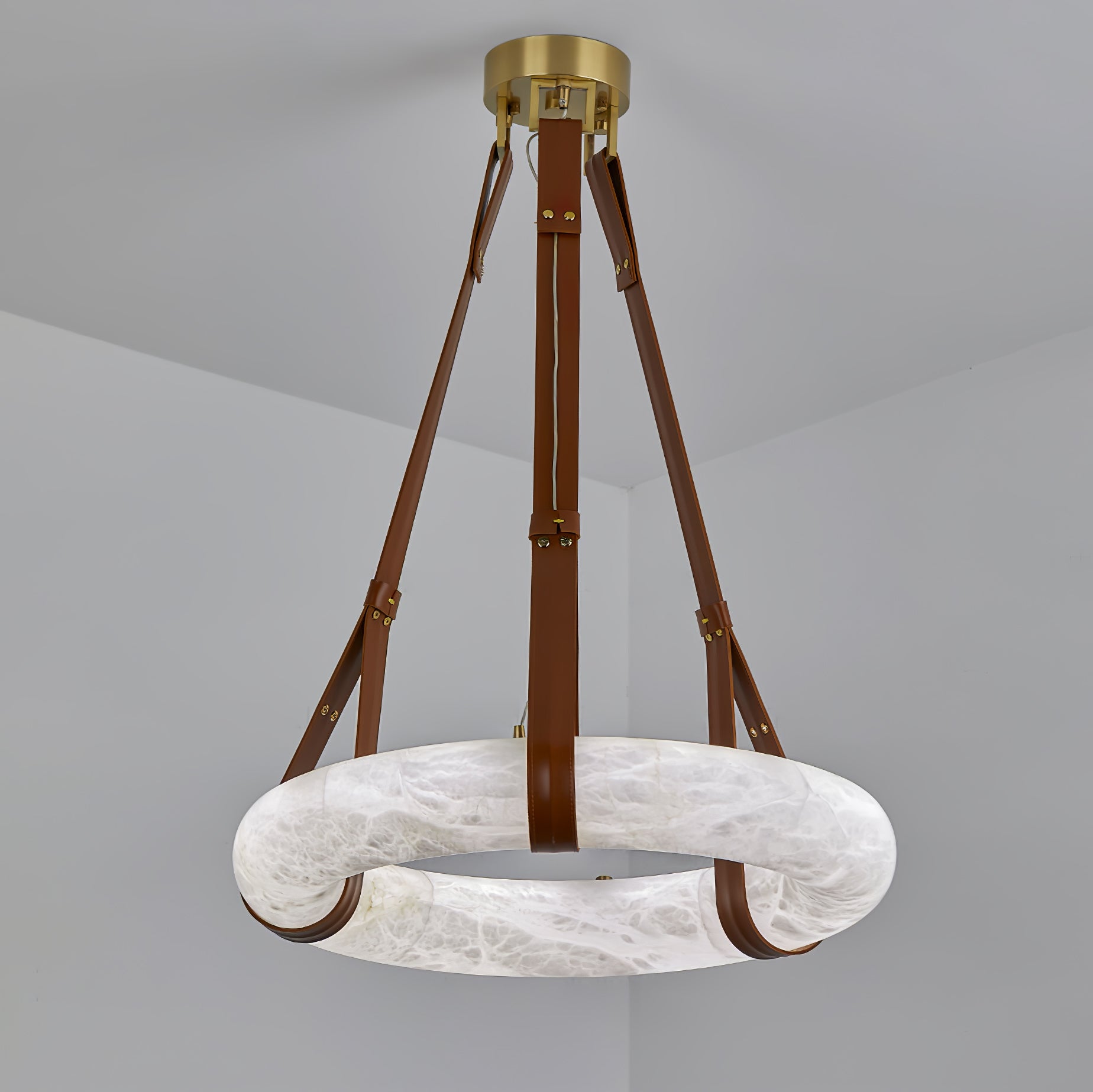 Mydorira Premium Elegance Brass Alabaster Chandelier - Lamp Copper