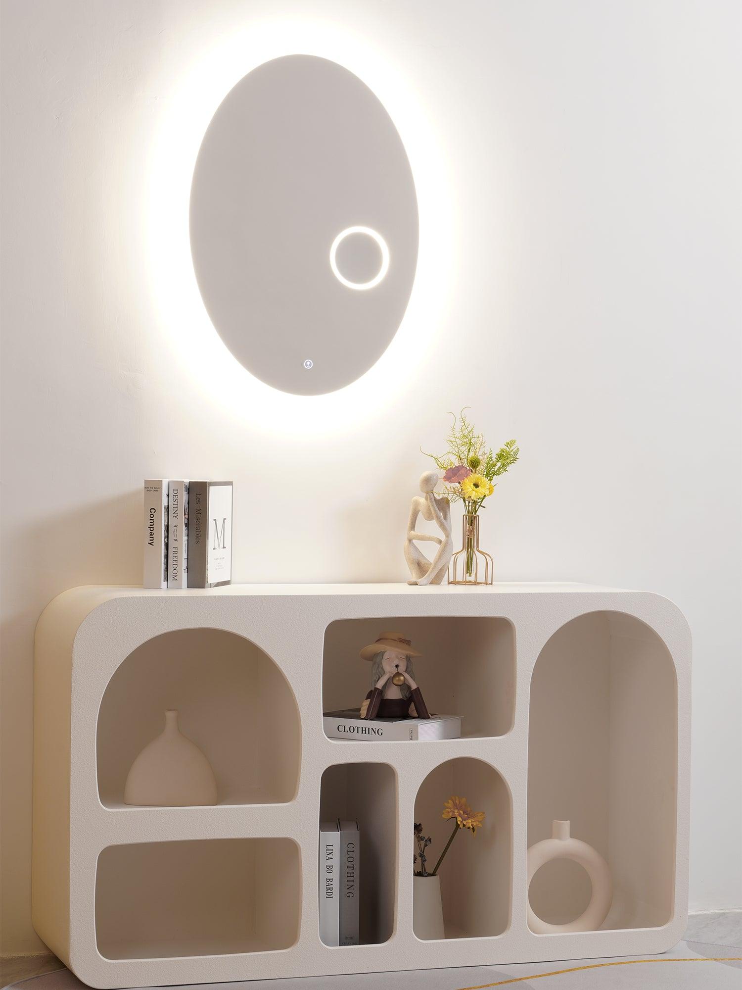Ovariel Oval Mirror Metal Plastic Wall Light - Letslighting