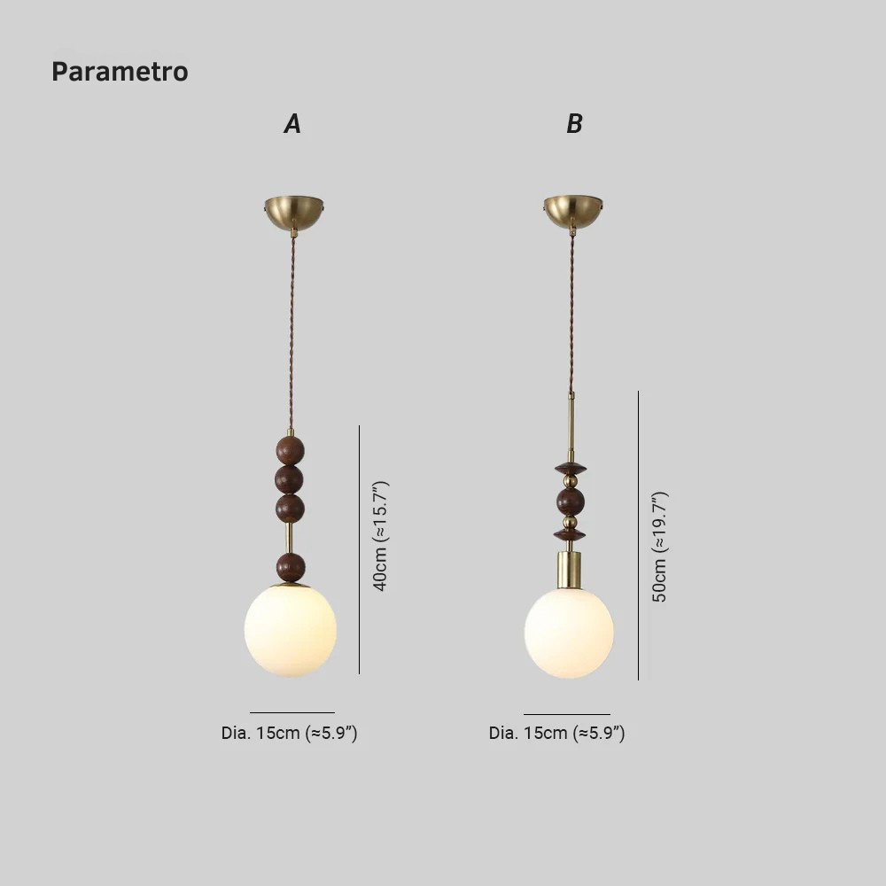 Aira Lámpara Colgante Vintage Globo con Perlas de Madera